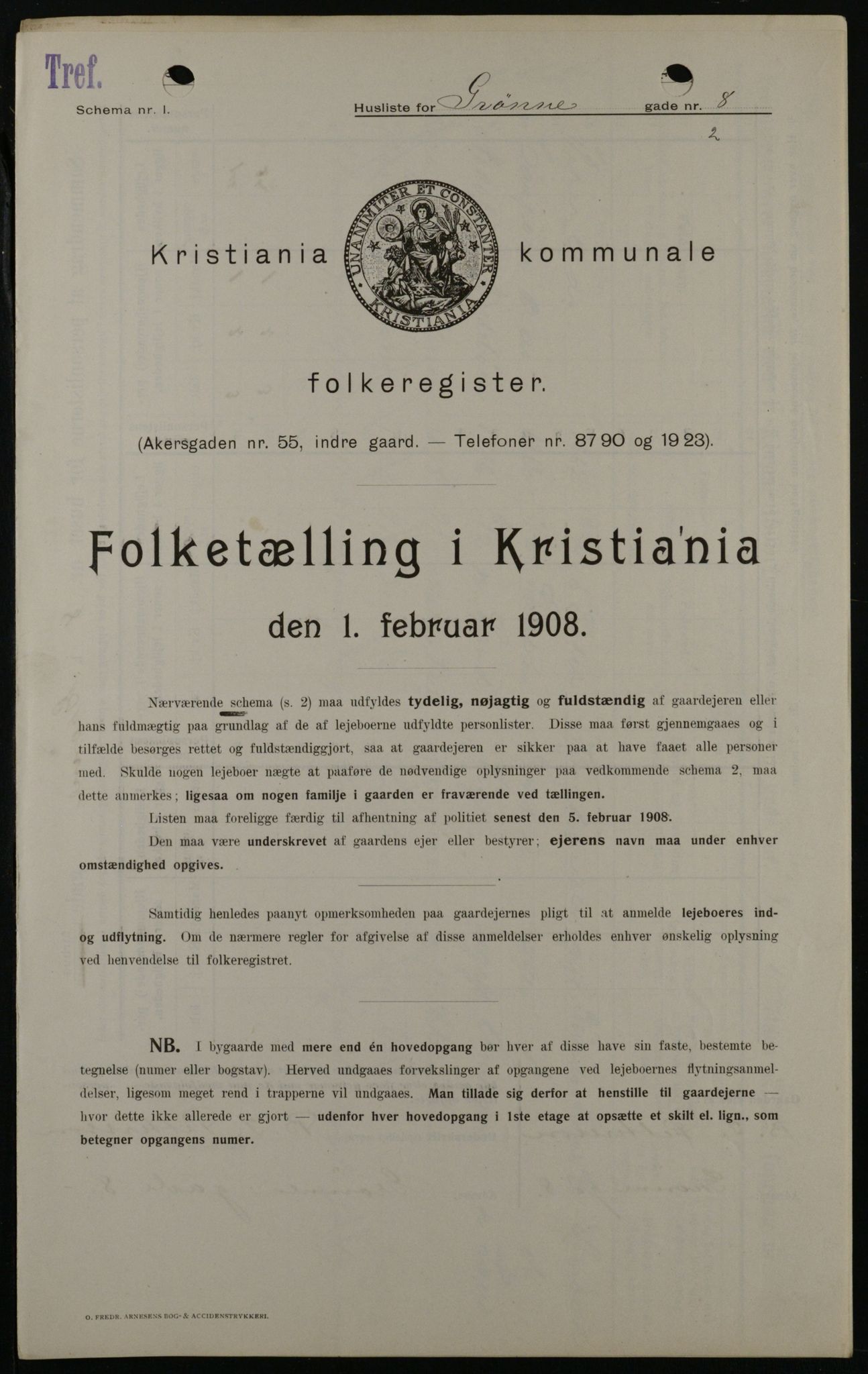 OBA, Municipal Census 1908 for Kristiania, 1908, p. 29196