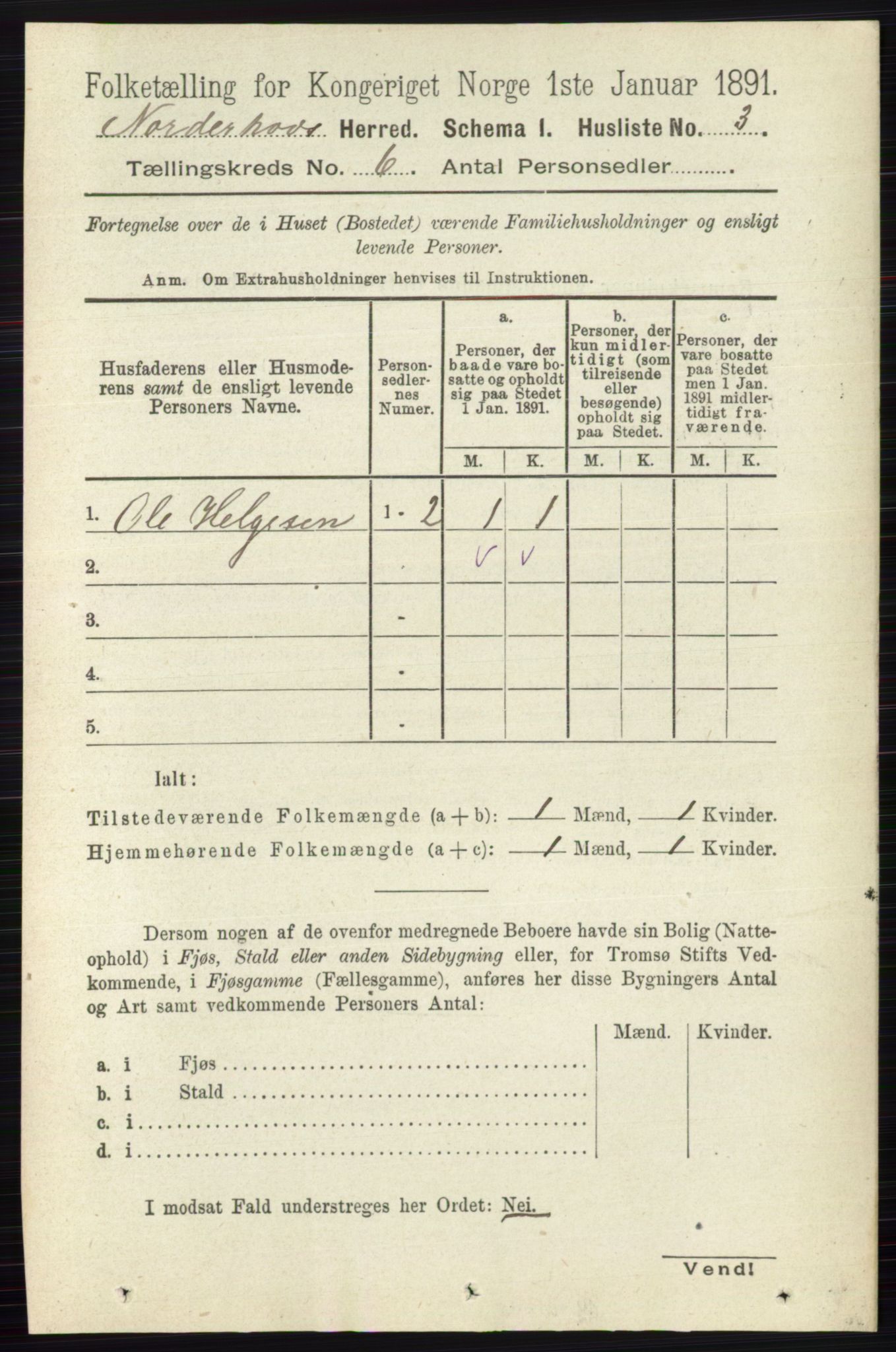 RA, 1891 census for 0613 Norderhov, 1891, p. 3931