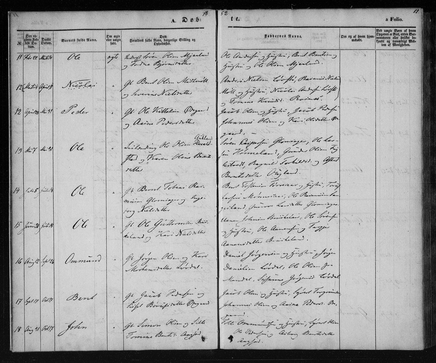 Holum sokneprestkontor, AV/SAK-1111-0022/F/Fa/Fab/L0005: Parish register (official) no. A 5, 1847-1874, p. 12