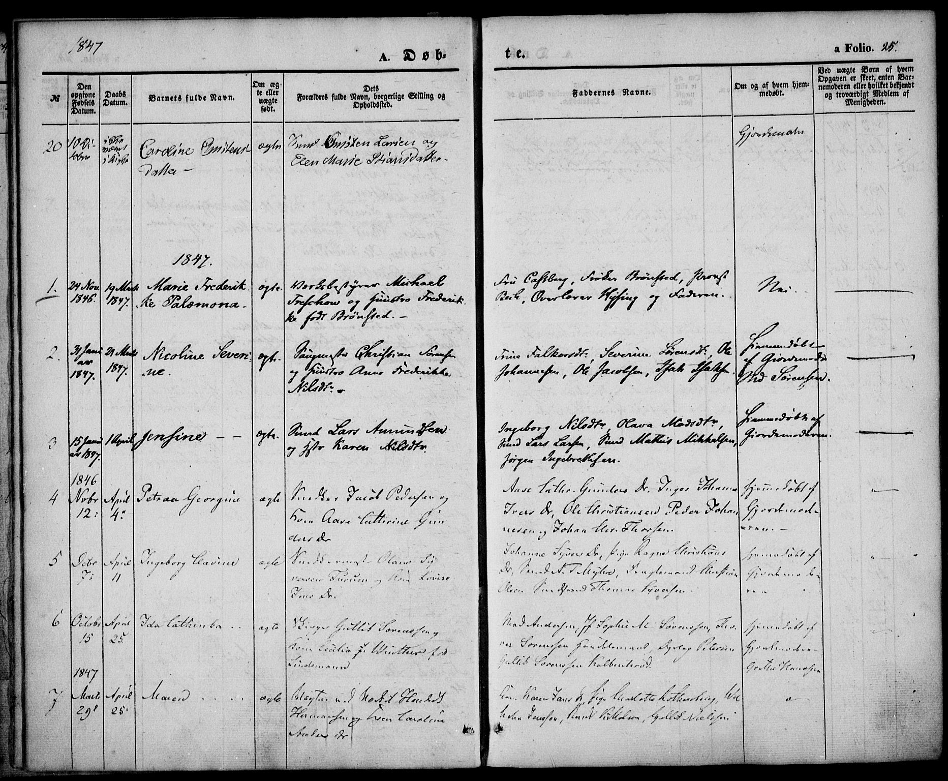 Larvik kirkebøker, SAKO/A-352/F/Fb/L0003: Parish register (official) no. II 3, 1842-1856, p. 25