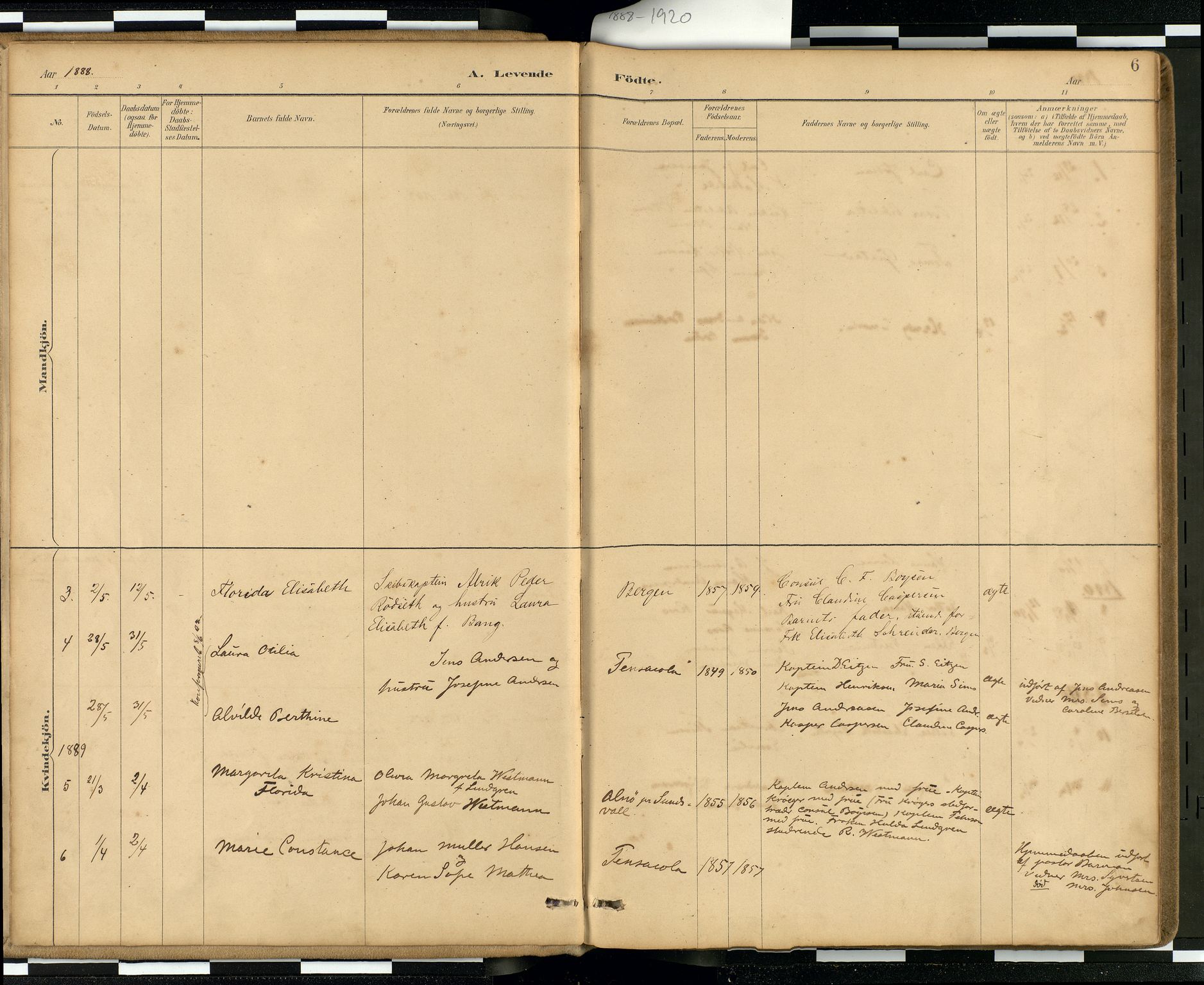 Den norske sjømannsmisjon i utlandet / Quebec (Canada) samt Pensacola--Savannah-Mobile-New Orleans-Gulfport (Gulfhamnene i USA), AV/SAB-SAB/PA-0114/H/Ha/L0001: Parish register (official) no. A 1, 1887-1924, p. 5b-6a