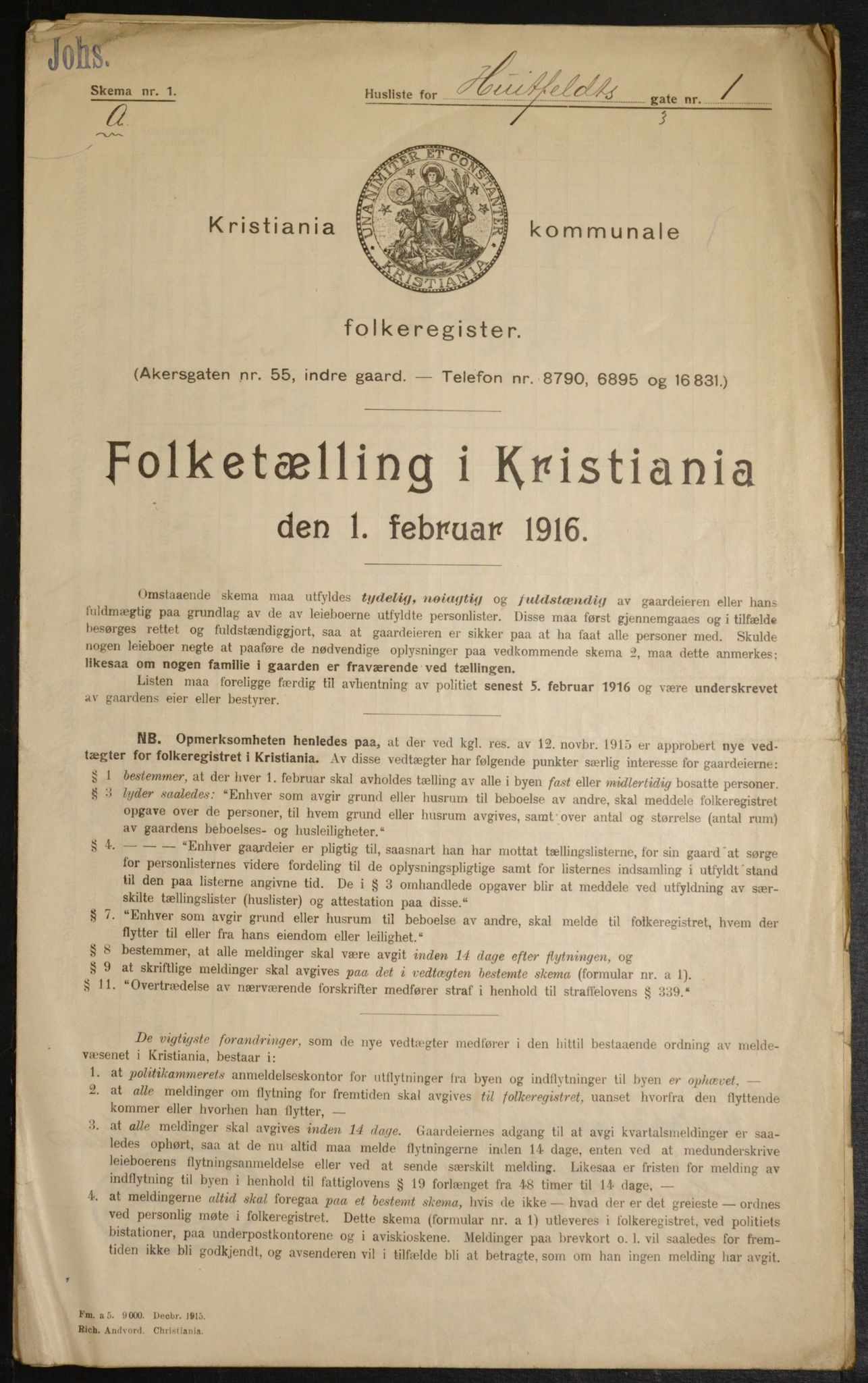 OBA, Municipal Census 1916 for Kristiania, 1916, p. 42195