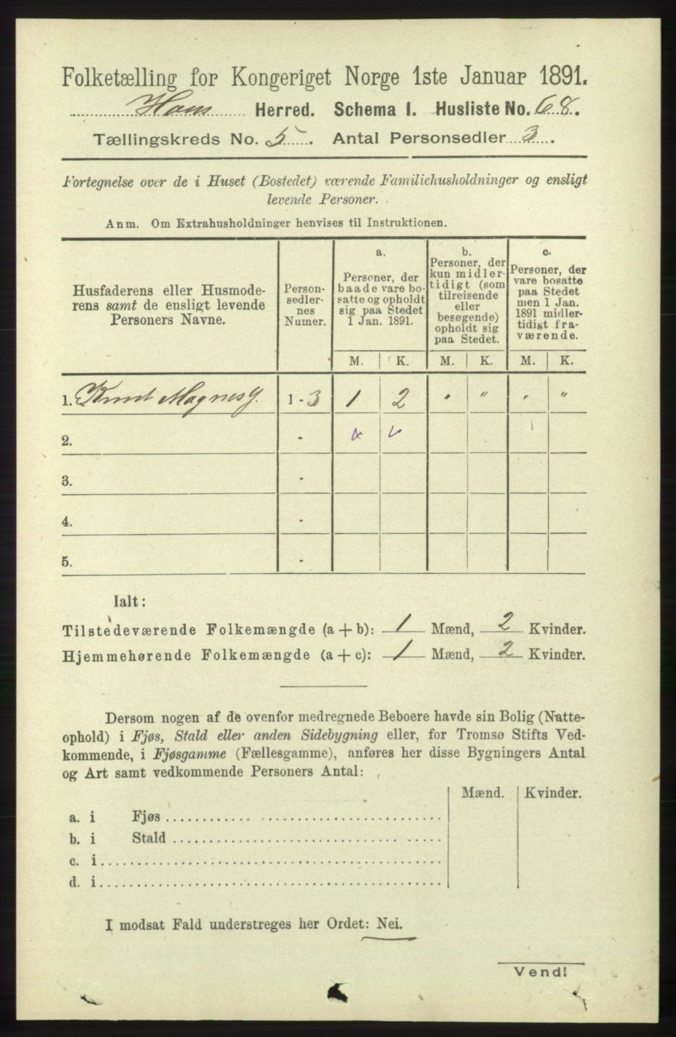 RA, 1891 census for 1250 Haus, 1891, p. 1815