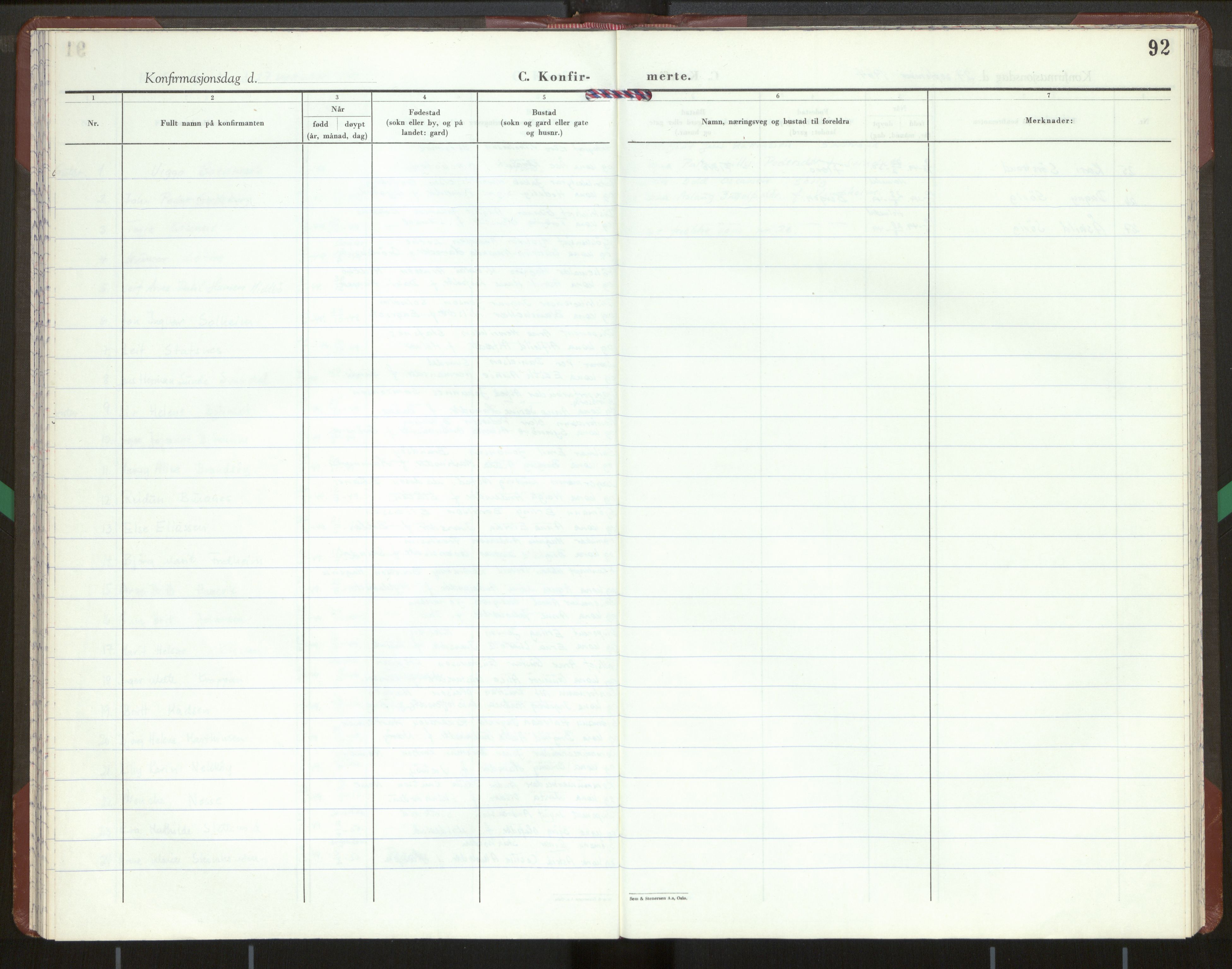Kinn sokneprestembete, SAB/A-80801/H/Hab/Habb/L0002: Parish register (copy) no. B 2, 1959-1971, p. 92