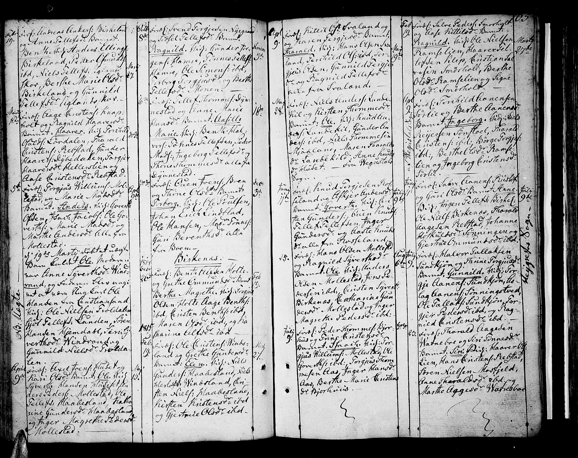 Tveit sokneprestkontor, AV/SAK-1111-0043/F/Fa/L0001: Parish register (official) no. A 1, 1794-1819, p. 105