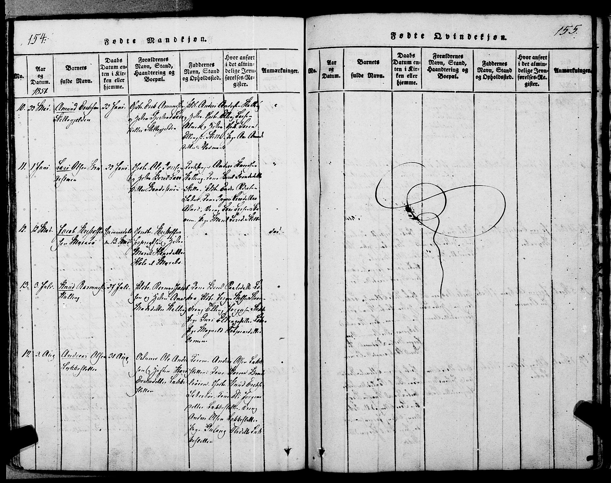 Ministerialprotokoller, klokkerbøker og fødselsregistre - Møre og Romsdal, AV/SAT-A-1454/546/L0593: Parish register (official) no. 546A01, 1818-1853, p. 154-155