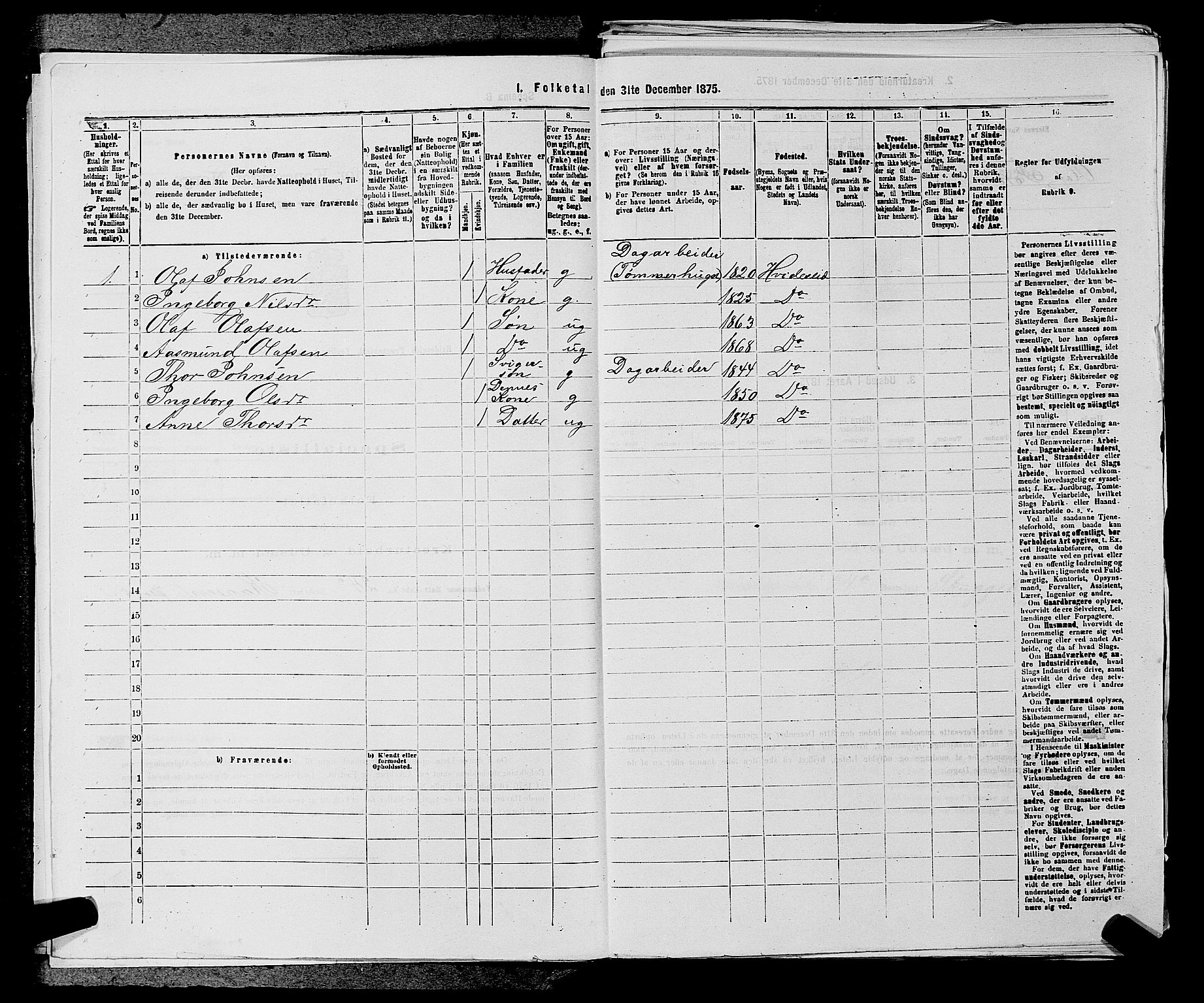 SAKO, 1875 census for 0829P Kviteseid, 1875, p. 286