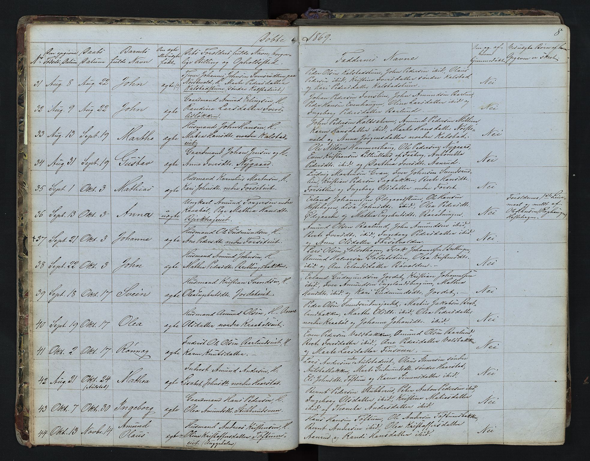 Vestre Gausdal prestekontor, SAH/PREST-094/H/Ha/Hab/L0001: Parish register (copy) no. 1, 1867-1895, p. 8