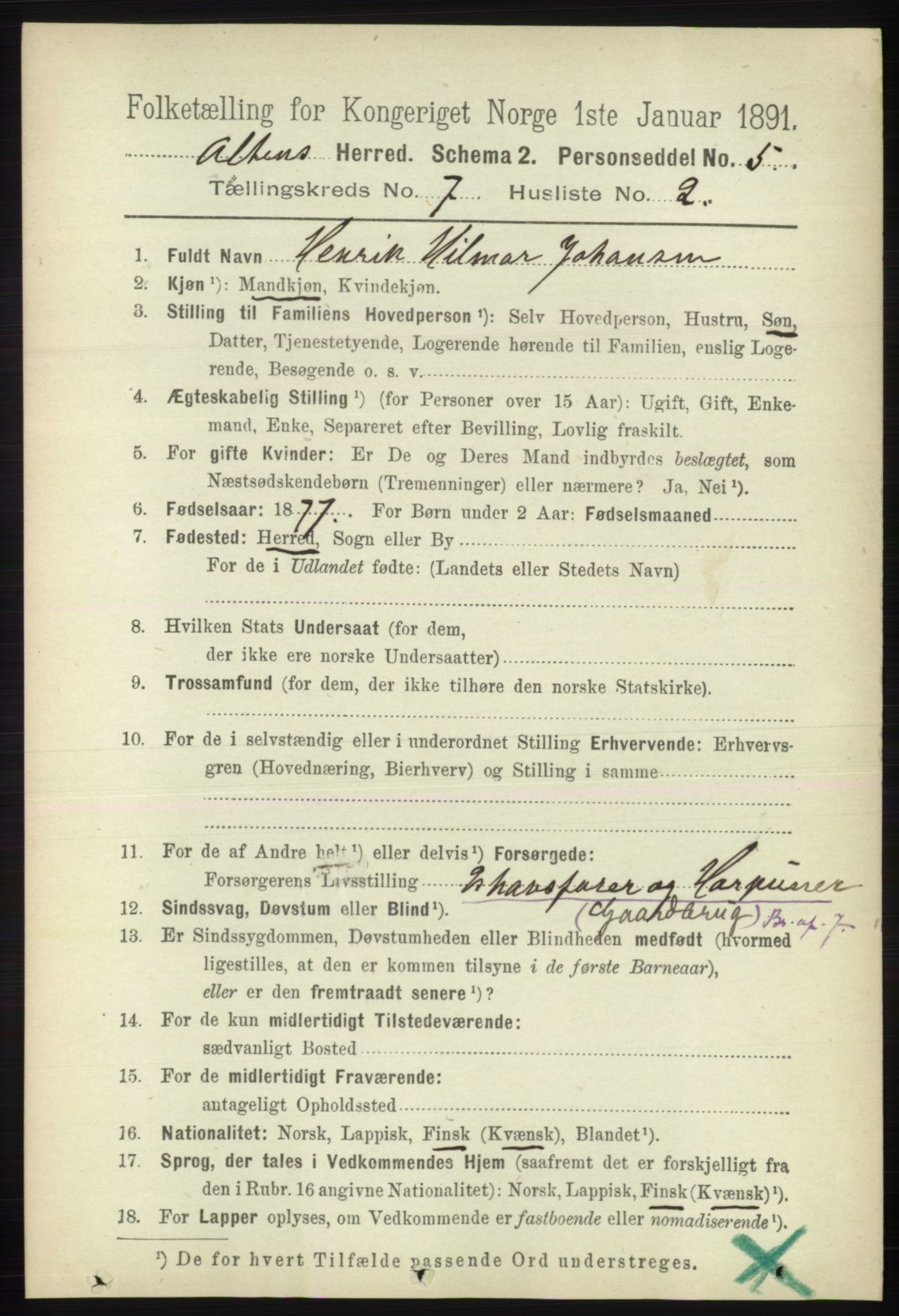 RA, 1891 census for 2012 Alta, 1891, p. 2115