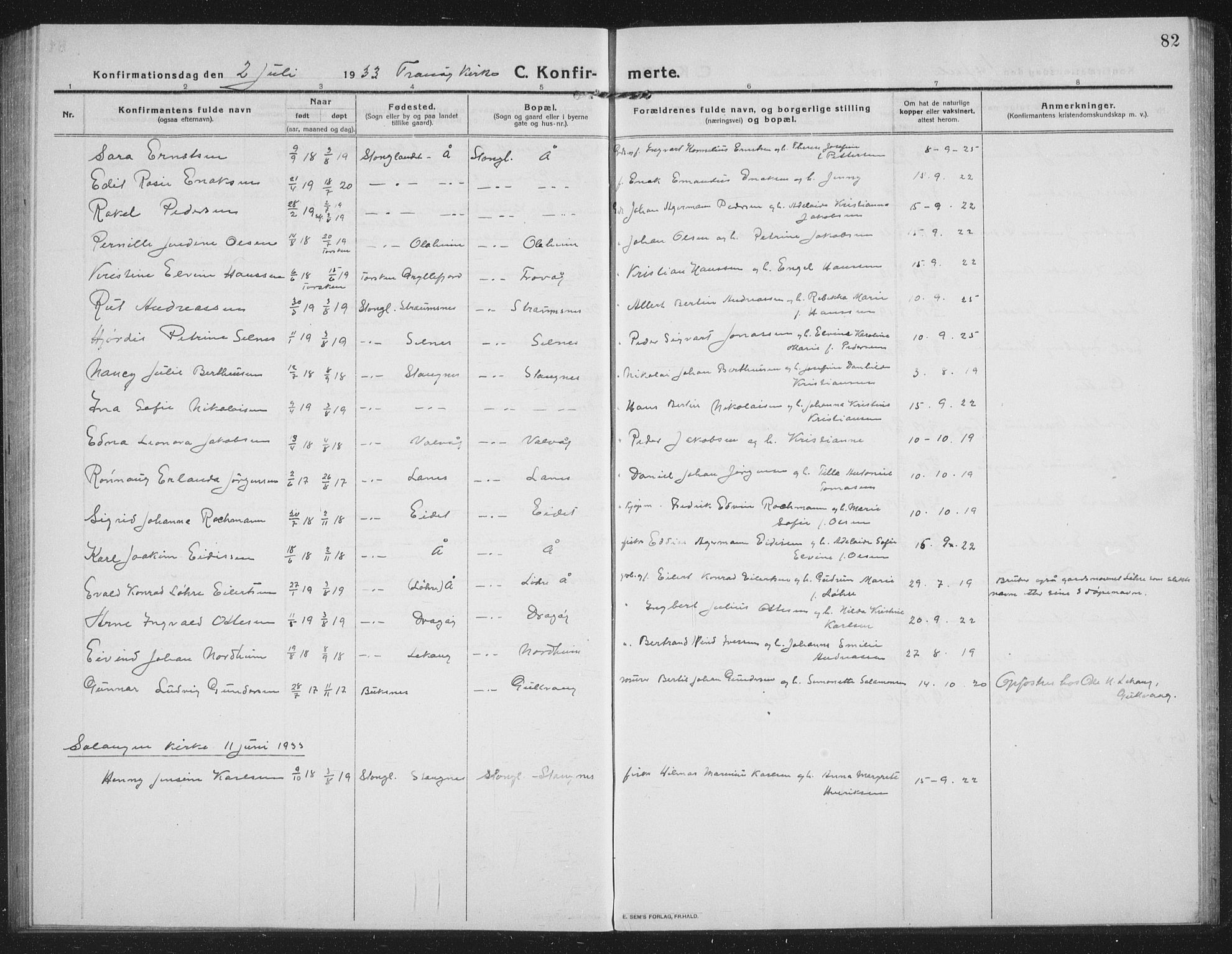 Tranøy sokneprestkontor, SATØ/S-1313/I/Ia/Iab/L0019klokker: Parish register (copy) no. 19, 1914-1940, p. 82