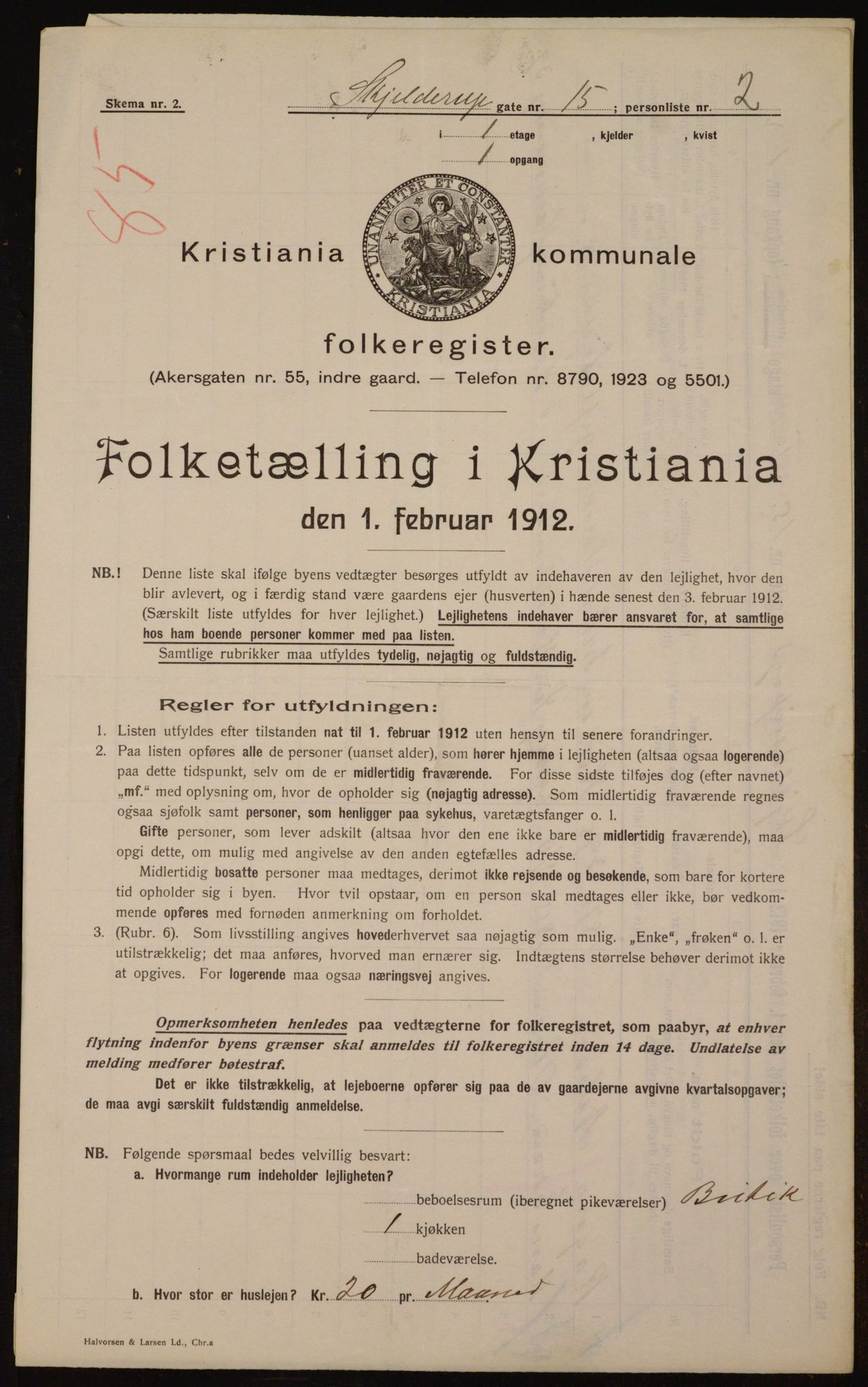 OBA, Municipal Census 1912 for Kristiania, 1912, p. 96315