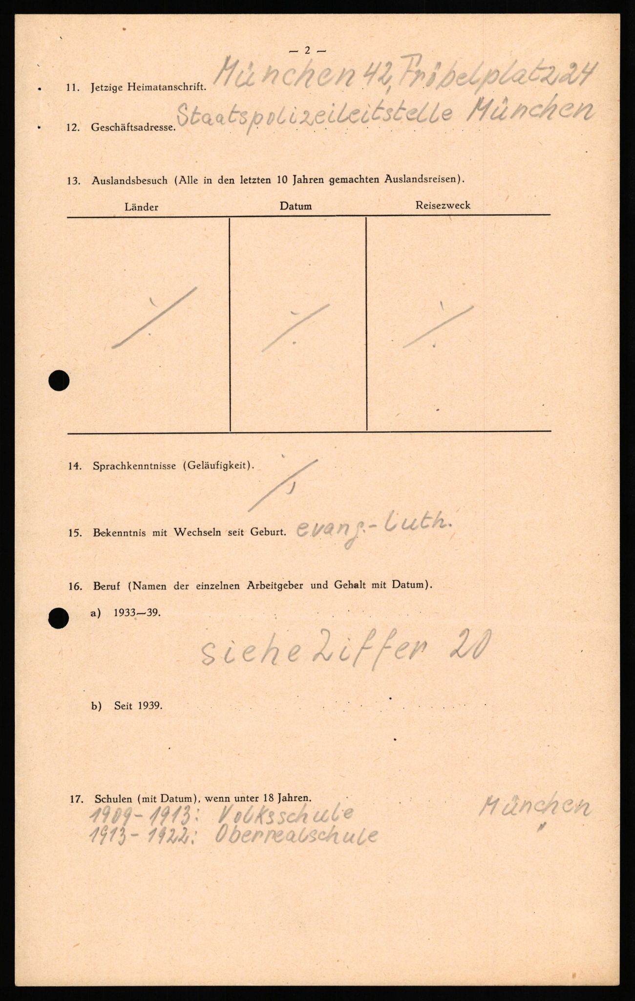 Forsvaret, Forsvarets overkommando II, RA/RAFA-3915/D/Db/L0029: CI Questionaires. Tyske okkupasjonsstyrker i Norge. Tyskere., 1945-1946, p. 36