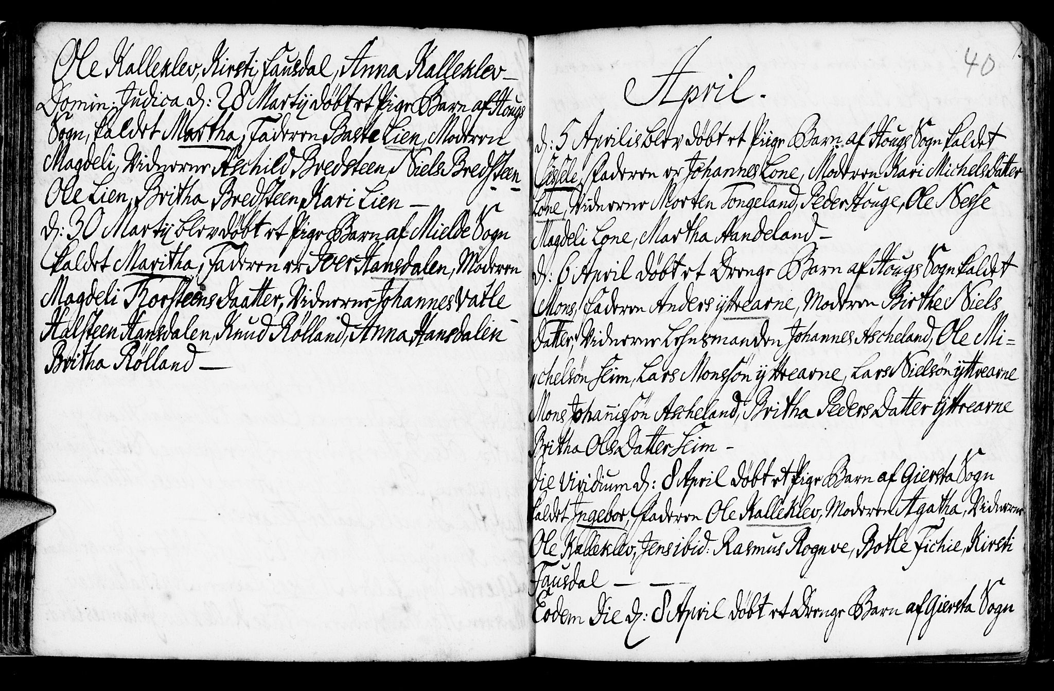 Haus sokneprestembete, SAB/A-75601/H/Haa: Parish register (official) no. A 6, 1748-1758, p. 40