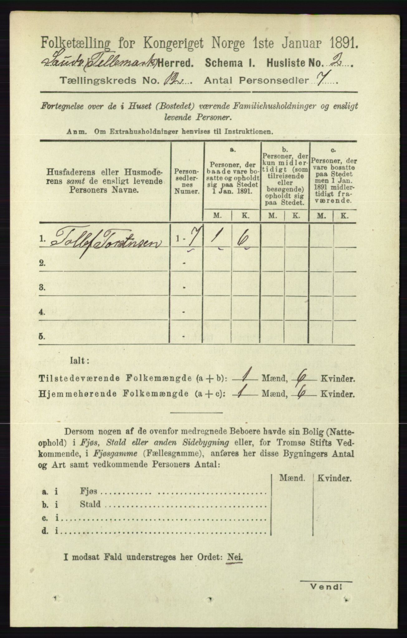 RA, 1891 census for 0822 Sauherad, 1891, p. 3566