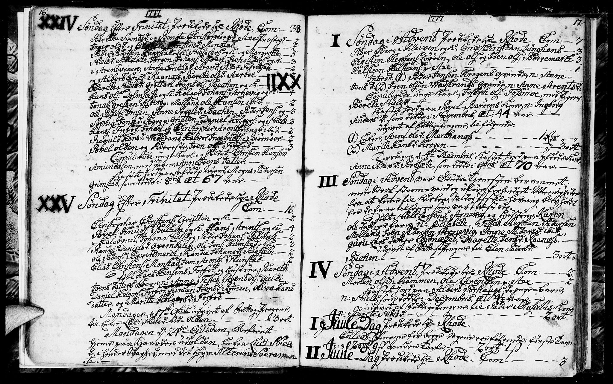 Ministerialprotokoller, klokkerbøker og fødselsregistre - Sør-Trøndelag, SAT/A-1456/655/L0685: Parish register (copy) no. 655C01, 1777-1788, p. 16-17