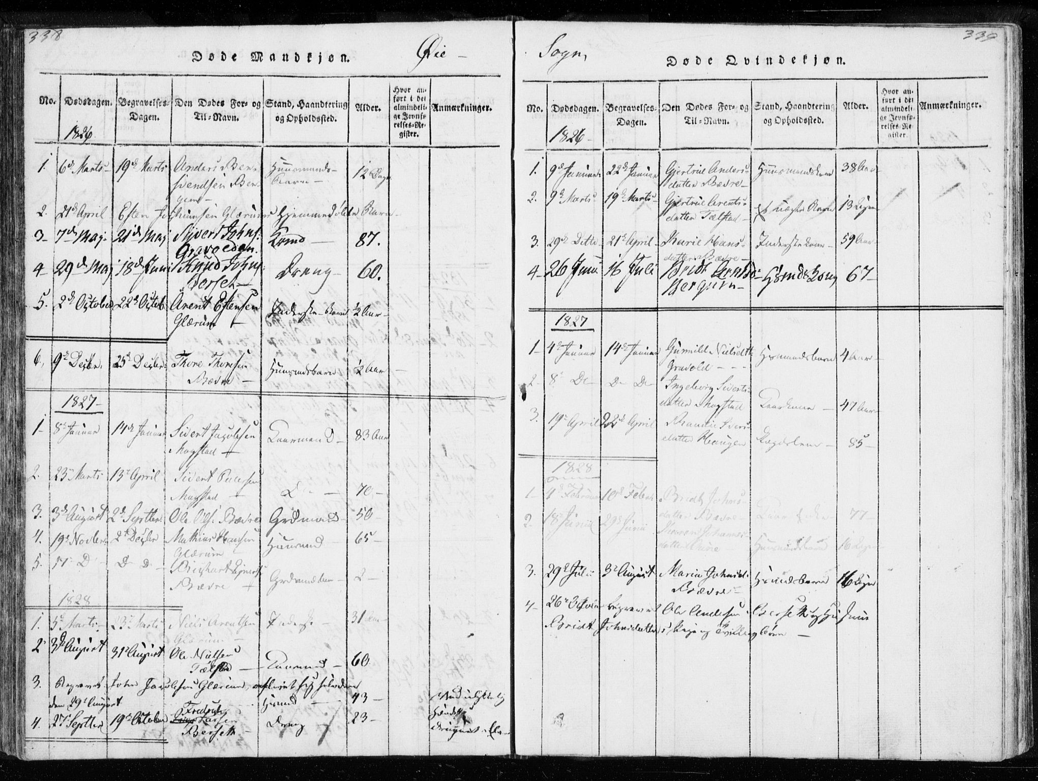 Ministerialprotokoller, klokkerbøker og fødselsregistre - Møre og Romsdal, AV/SAT-A-1454/595/L1041: Parish register (official) no. 595A03, 1819-1829, p. 338-339