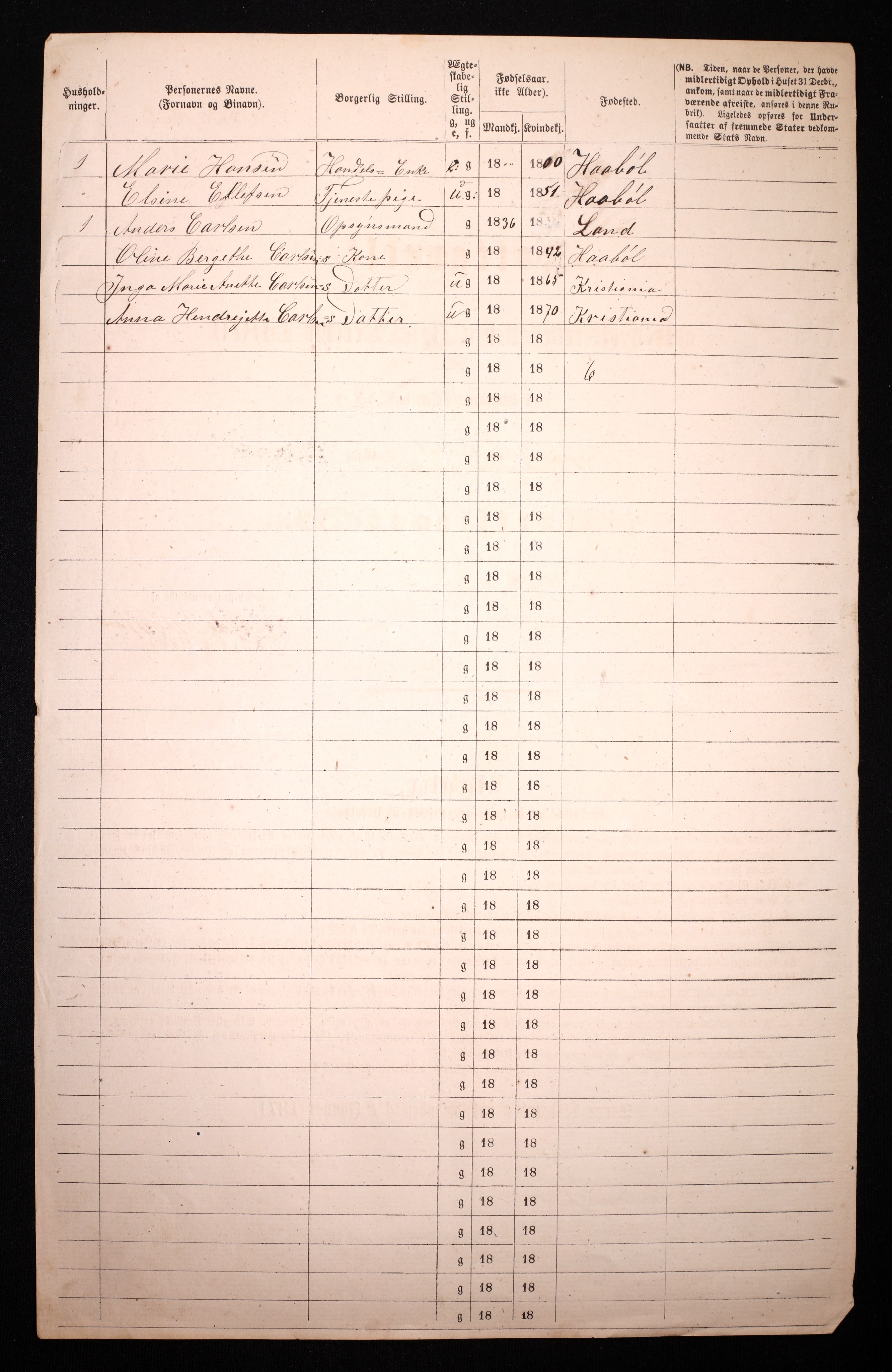 RA, 1870 census for 0301 Kristiania, 1870, p. 4559