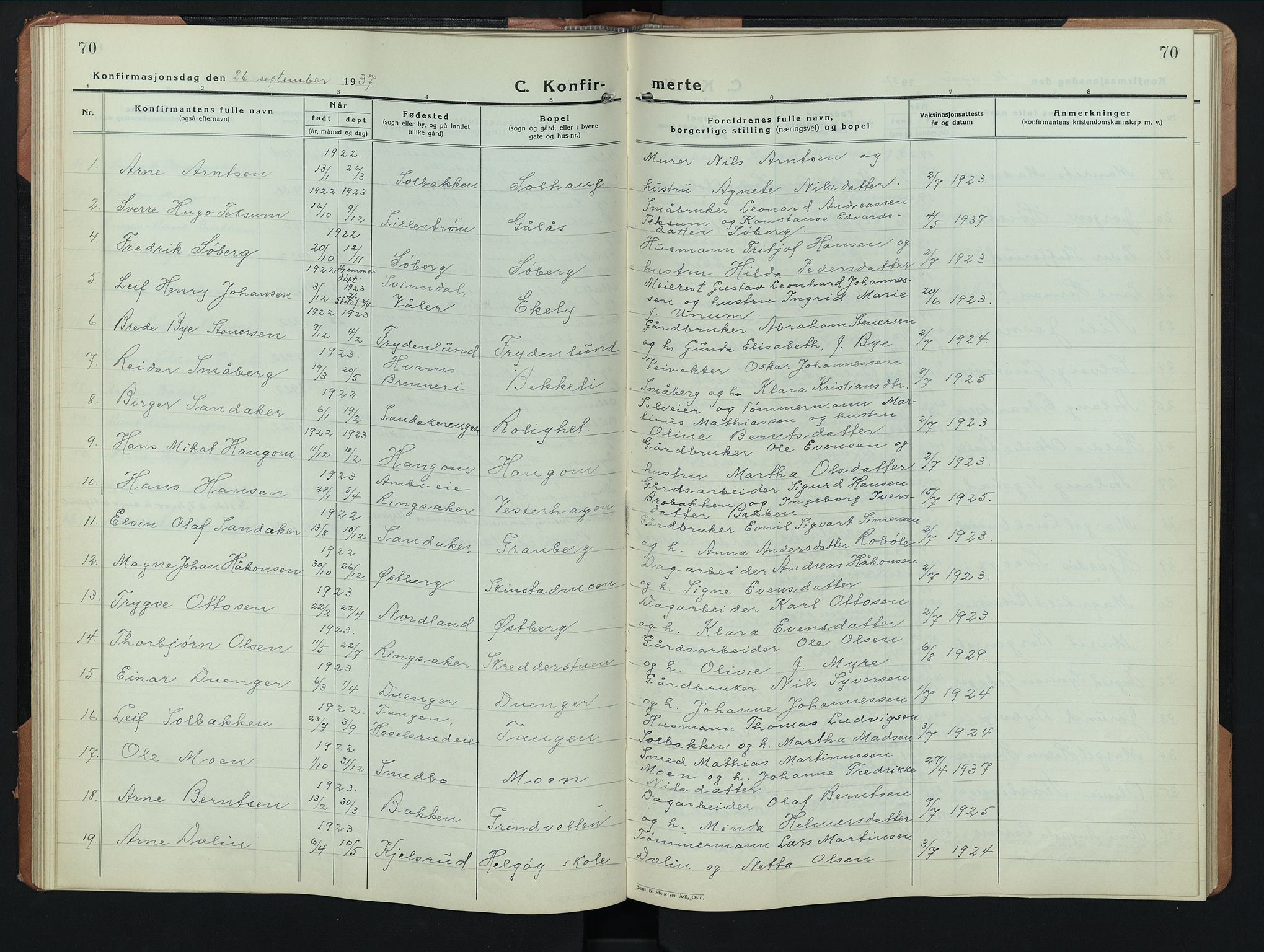 Nes prestekontor, Hedmark, AV/SAH-PREST-020/L/La/L0011: Parish register (copy) no. 11, 1931-1947, p. 70