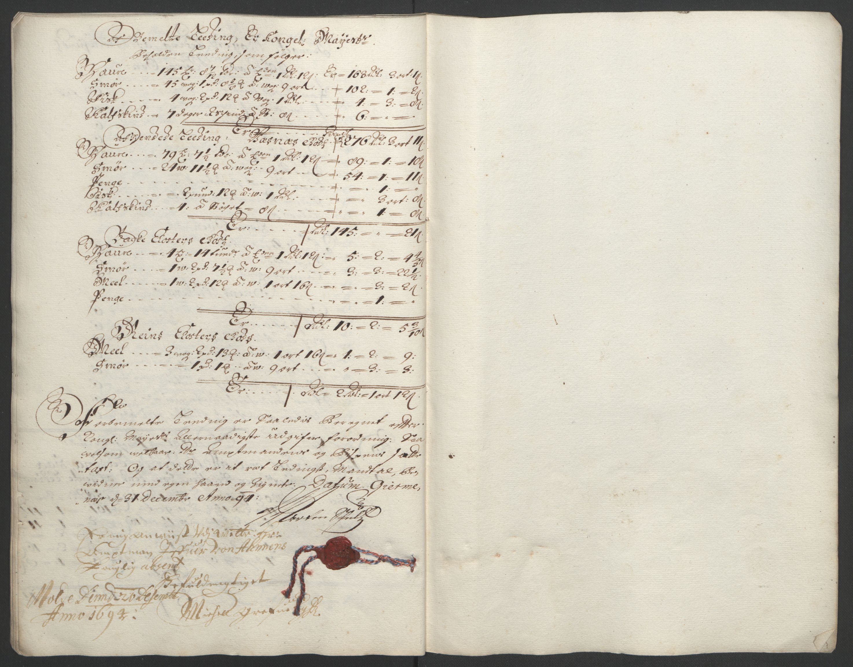 Rentekammeret inntil 1814, Reviderte regnskaper, Fogderegnskap, RA/EA-4092/R55/L3651: Fogderegnskap Romsdal, 1693-1694, p. 281