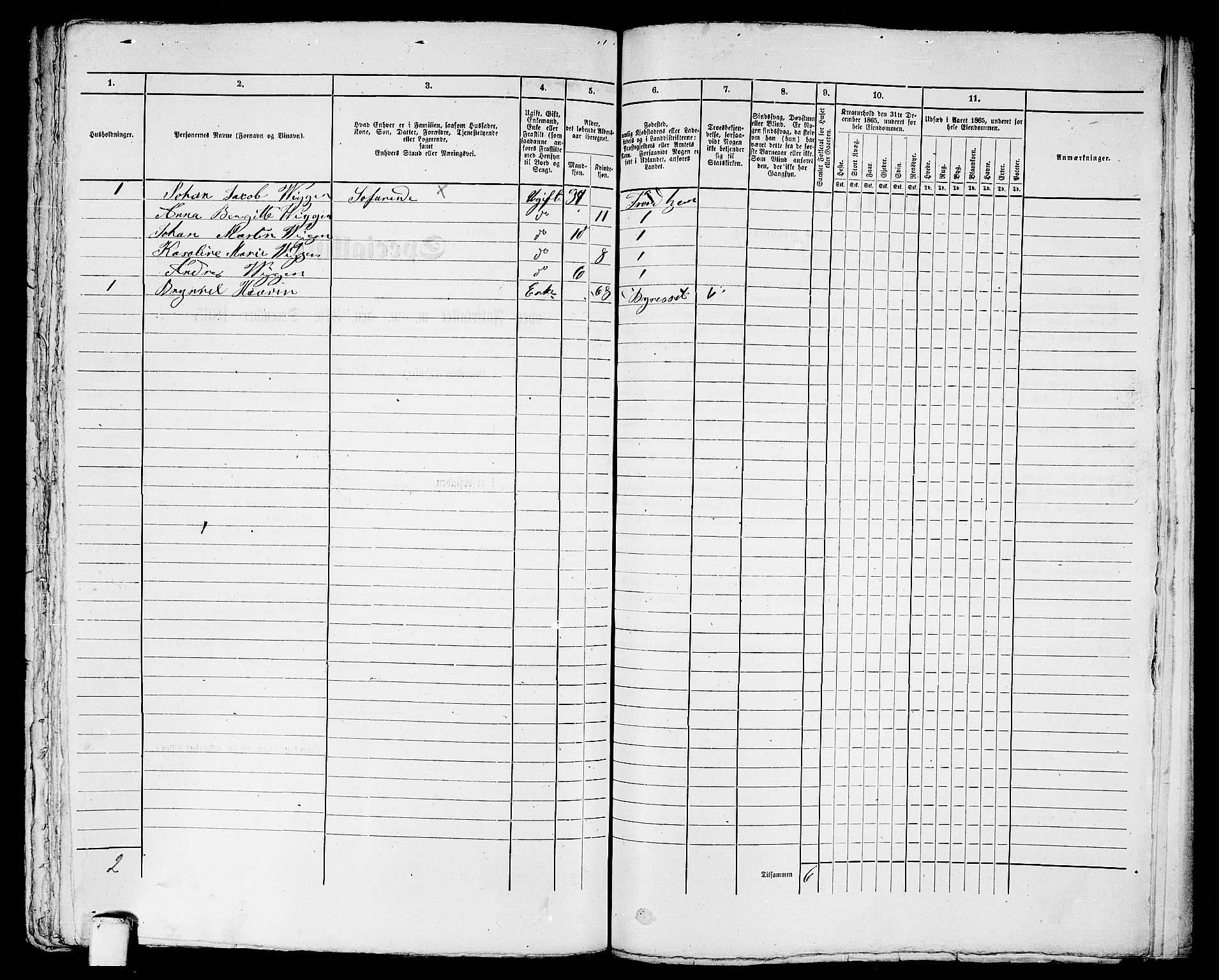 RA, 1865 census for Trondheim, 1865, p. 2016