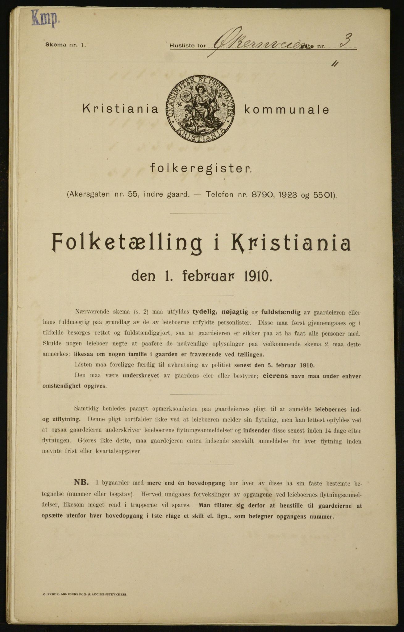 OBA, Municipal Census 1910 for Kristiania, 1910, p. 122030