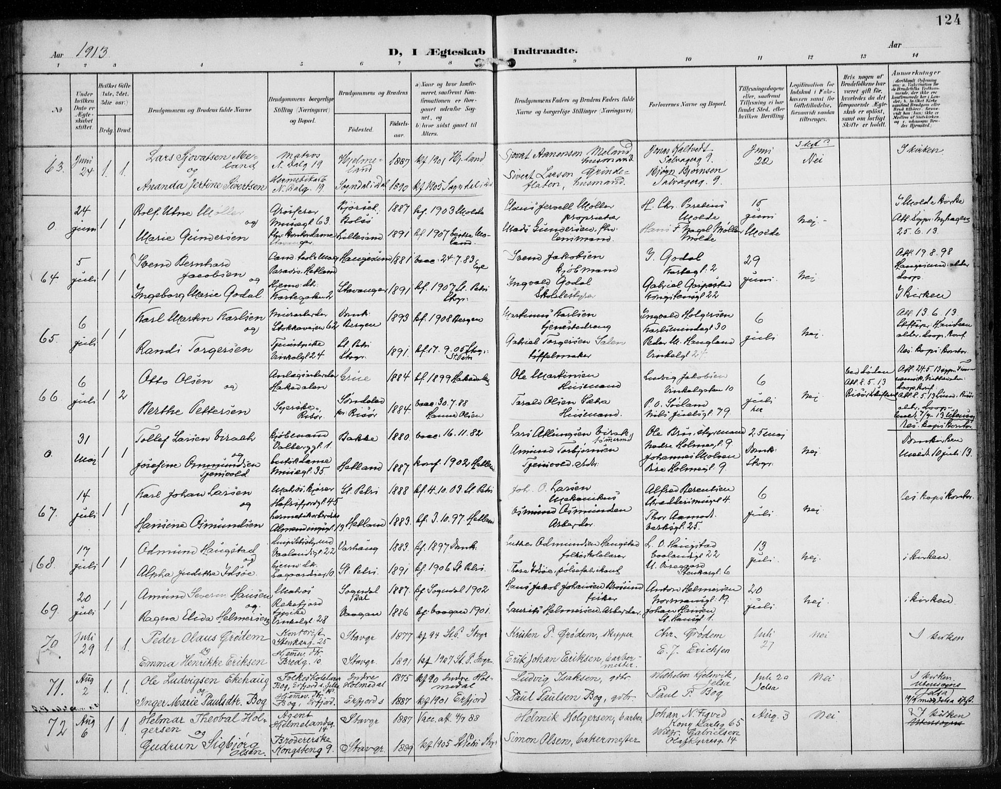 St. Petri sokneprestkontor, AV/SAST-A-101813/002/A/L0003: Parish register (official) no. A 24, 1900-1921, p. 124