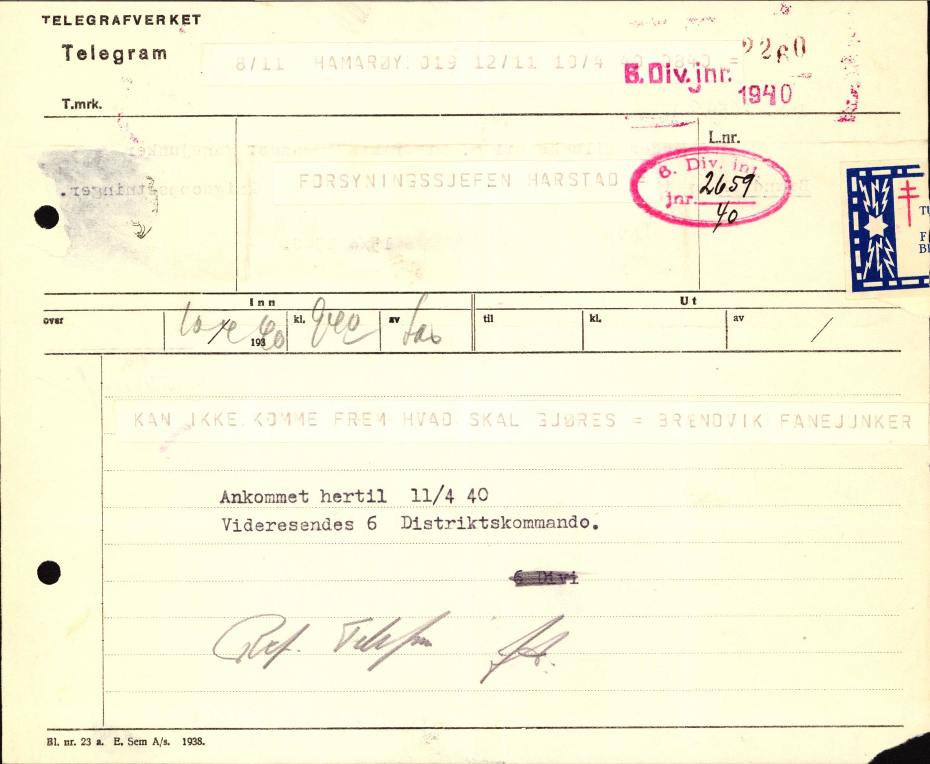 Forsvaret, Forsvarets krigshistoriske avdeling, AV/RA-RAFA-2017/Y/Yb/L0123: II-C-11-600  -  6. Divisjon med avdelinger, 1940, p. 245