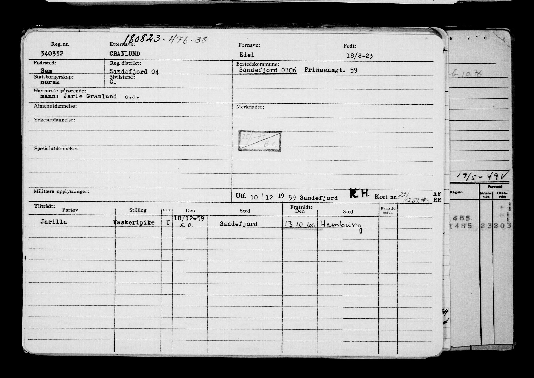 Direktoratet for sjømenn, AV/RA-S-3545/G/Gb/L0222: Hovedkort, 1923, p. 109