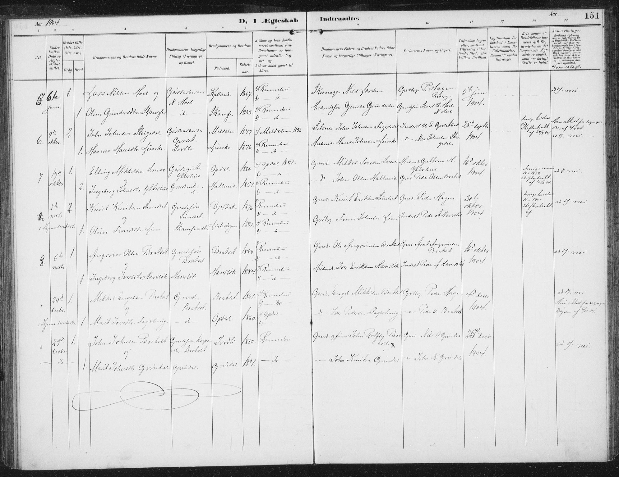 Ministerialprotokoller, klokkerbøker og fødselsregistre - Sør-Trøndelag, AV/SAT-A-1456/674/L0872: Parish register (official) no. 674A04, 1897-1907, p. 151