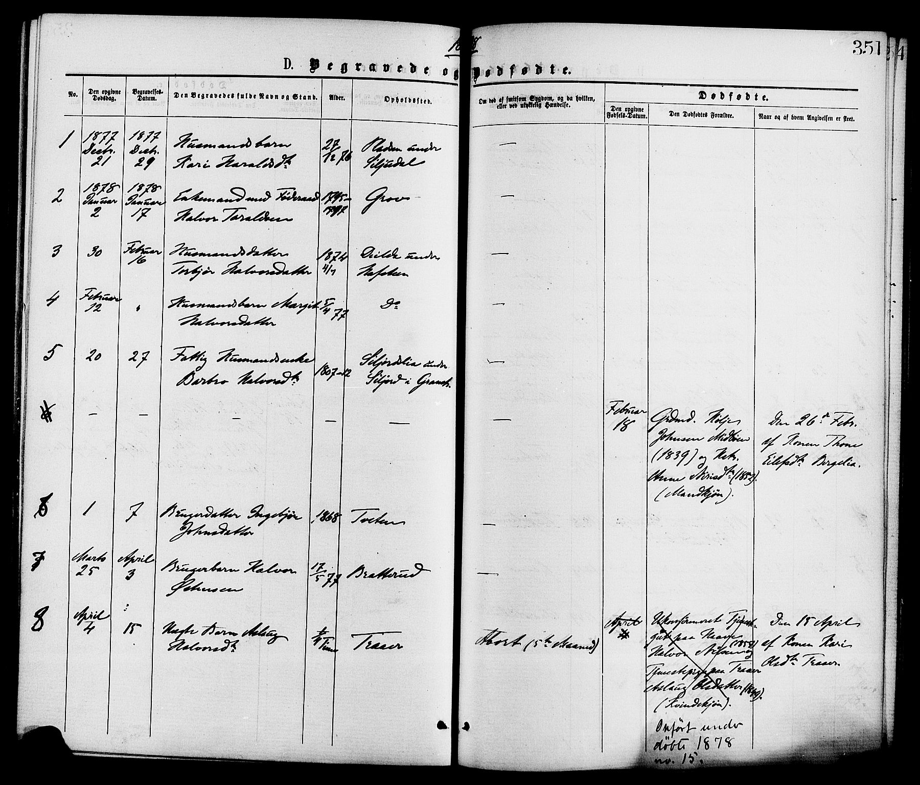 Gransherad kirkebøker, AV/SAKO-A-267/F/Fa/L0004: Parish register (official) no. I 4, 1871-1886, p. 351