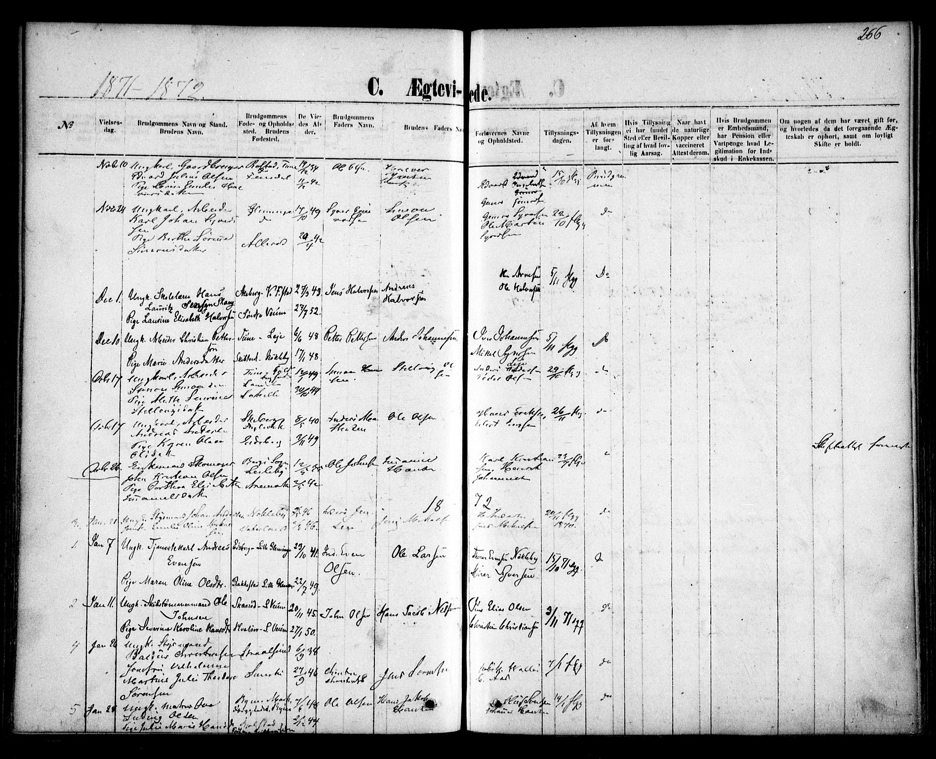 Glemmen prestekontor Kirkebøker, SAO/A-10908/F/Fa/L0009: Parish register (official) no. 9, 1871-1878, p. 266