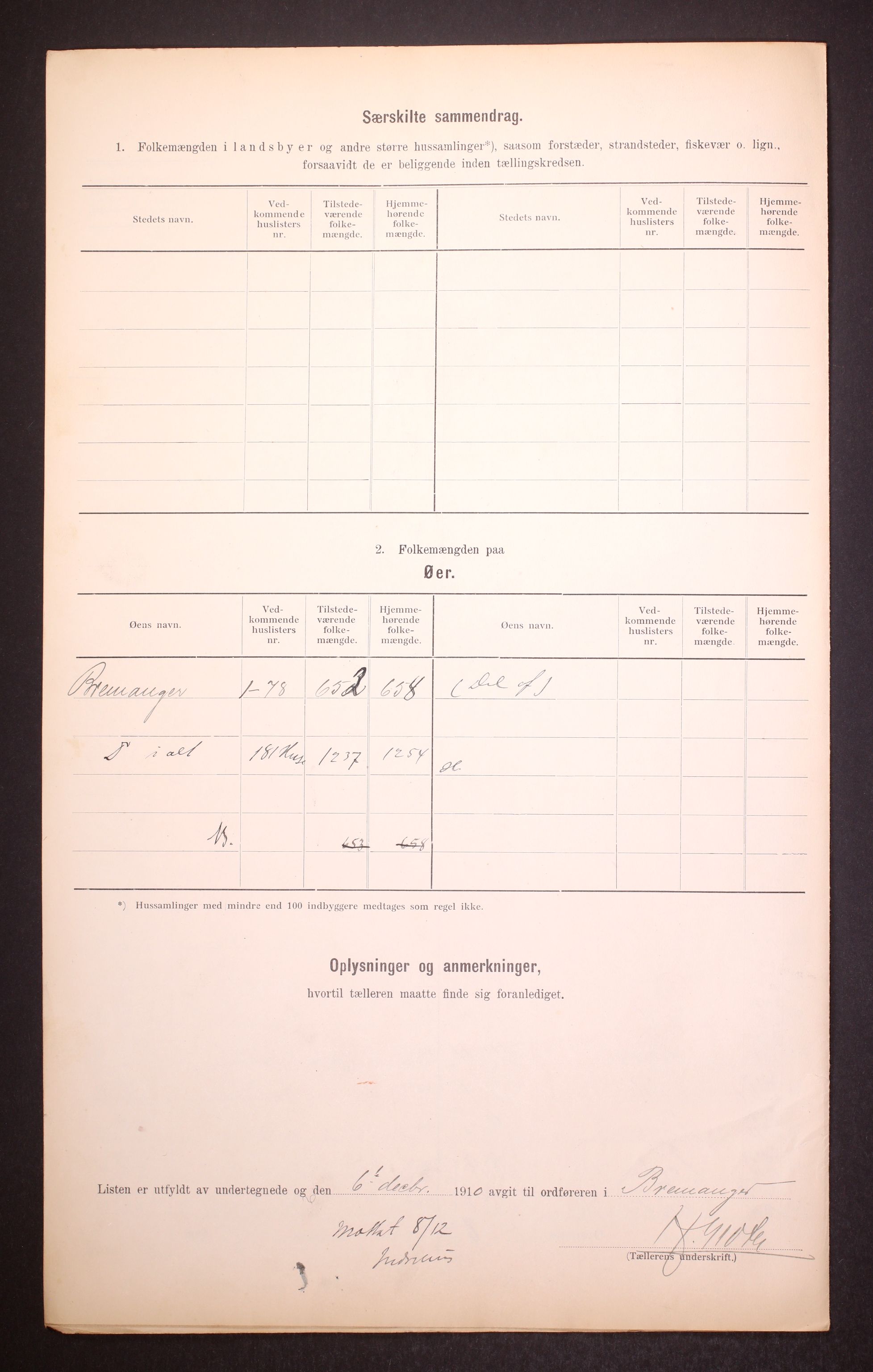 RA, 1910 census for Bremanger, 1910, p. 16