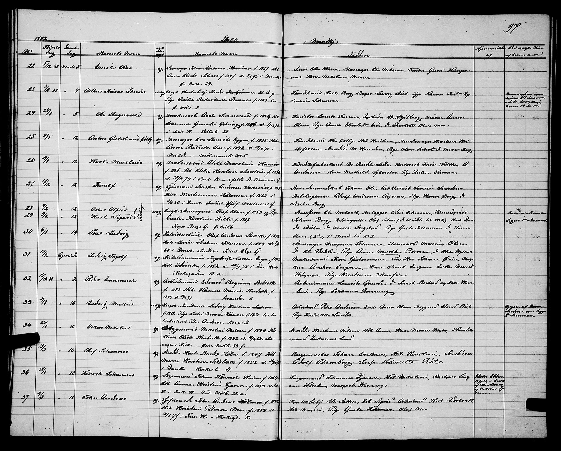 Ministerialprotokoller, klokkerbøker og fødselsregistre - Sør-Trøndelag, AV/SAT-A-1456/604/L0220: Parish register (copy) no. 604C03, 1870-1885, p. 97