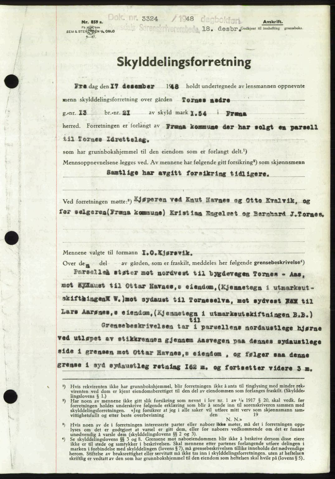 Romsdal sorenskriveri, AV/SAT-A-4149/1/2/2C: Mortgage book no. A28, 1948-1949, Diary no: : 3324/1948