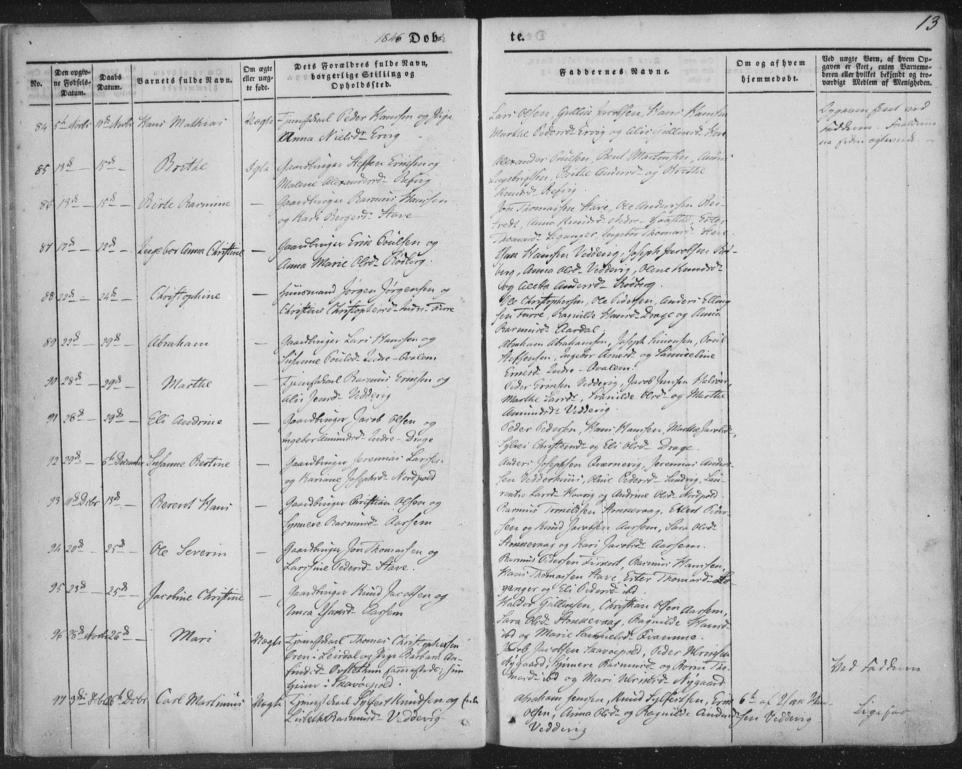 Selje sokneprestembete, SAB/A-99938/H/Ha/Haa/Haaa: Parish register (official) no. A 10, 1844-1858, p. 13