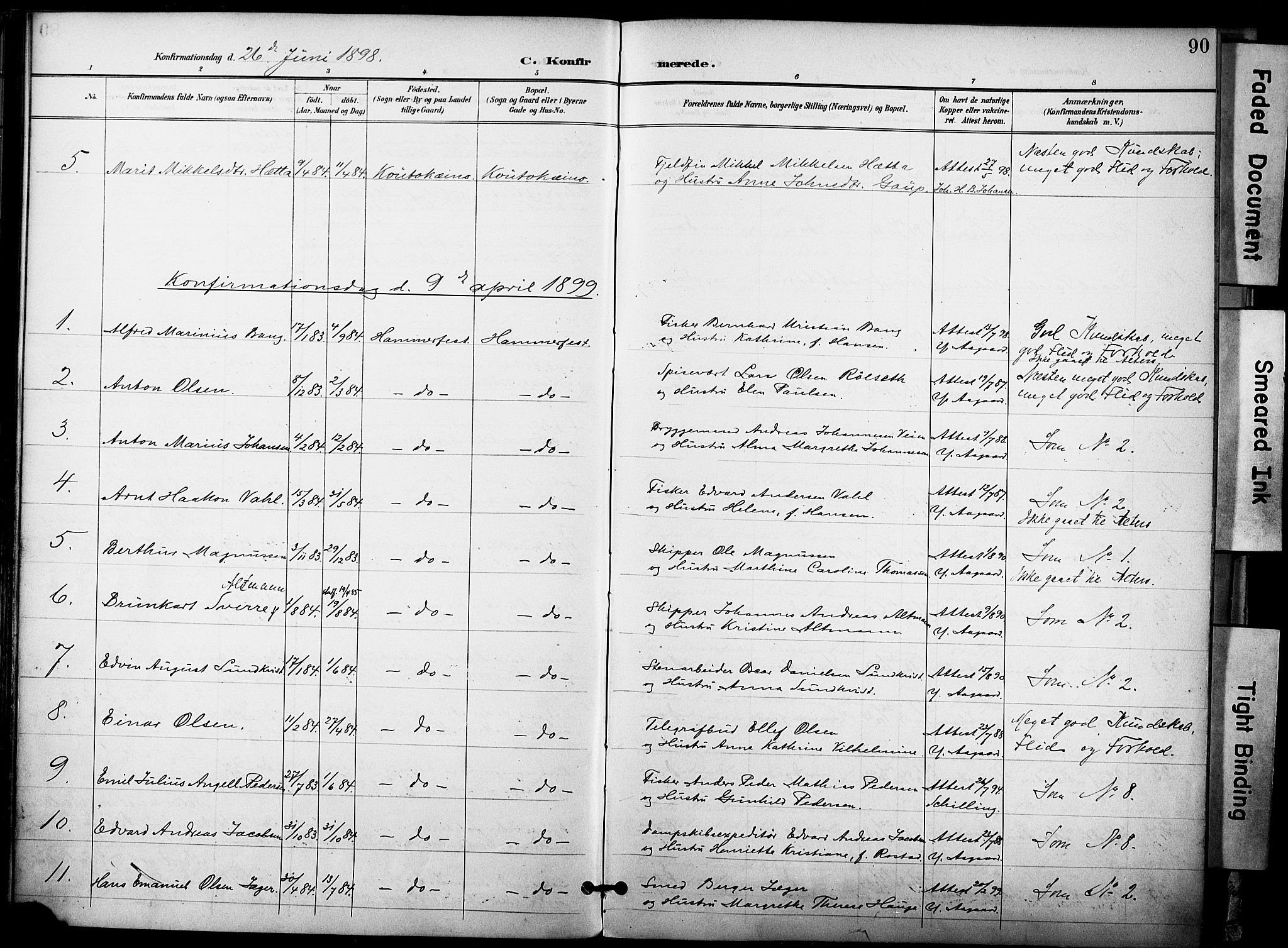 Hammerfest sokneprestkontor, SATØ/S-1347/H/Ha/L0010.kirke: Parish register (official) no. 10, 1898-1905, p. 90