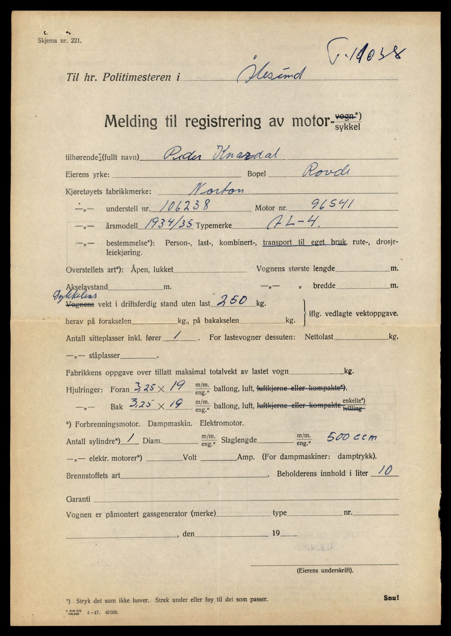 Møre og Romsdal vegkontor - Ålesund trafikkstasjon, AV/SAT-A-4099/F/Fe/L0026: Registreringskort for kjøretøy T 11046 - T 11160, 1927-1998, p. 669