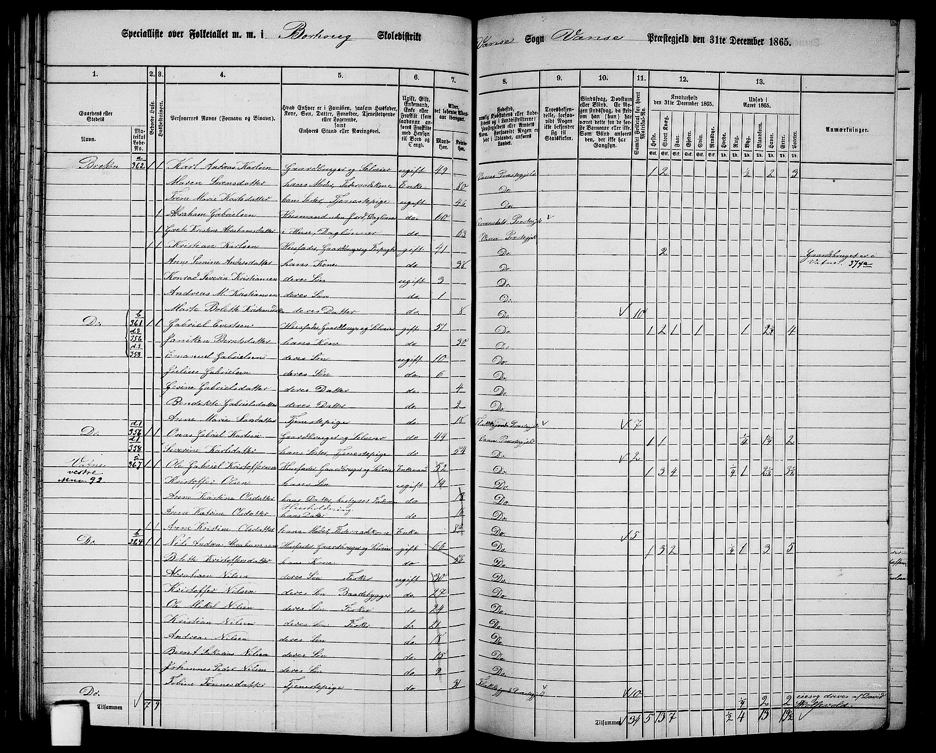 RA, 1865 census for Vanse/Vanse og Farsund, 1865, p. 119