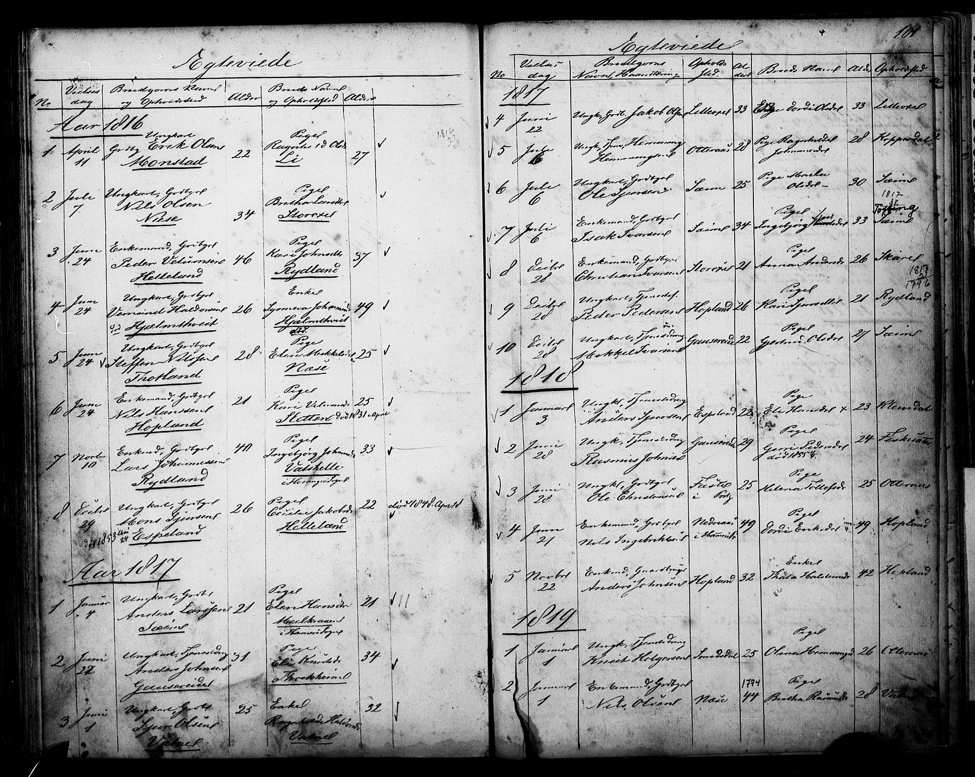 Alversund Sokneprestembete, SAB/A-73901/H/Ha/Hab: Parish register (copy) no. D 1, 1800-1870, p. 101
