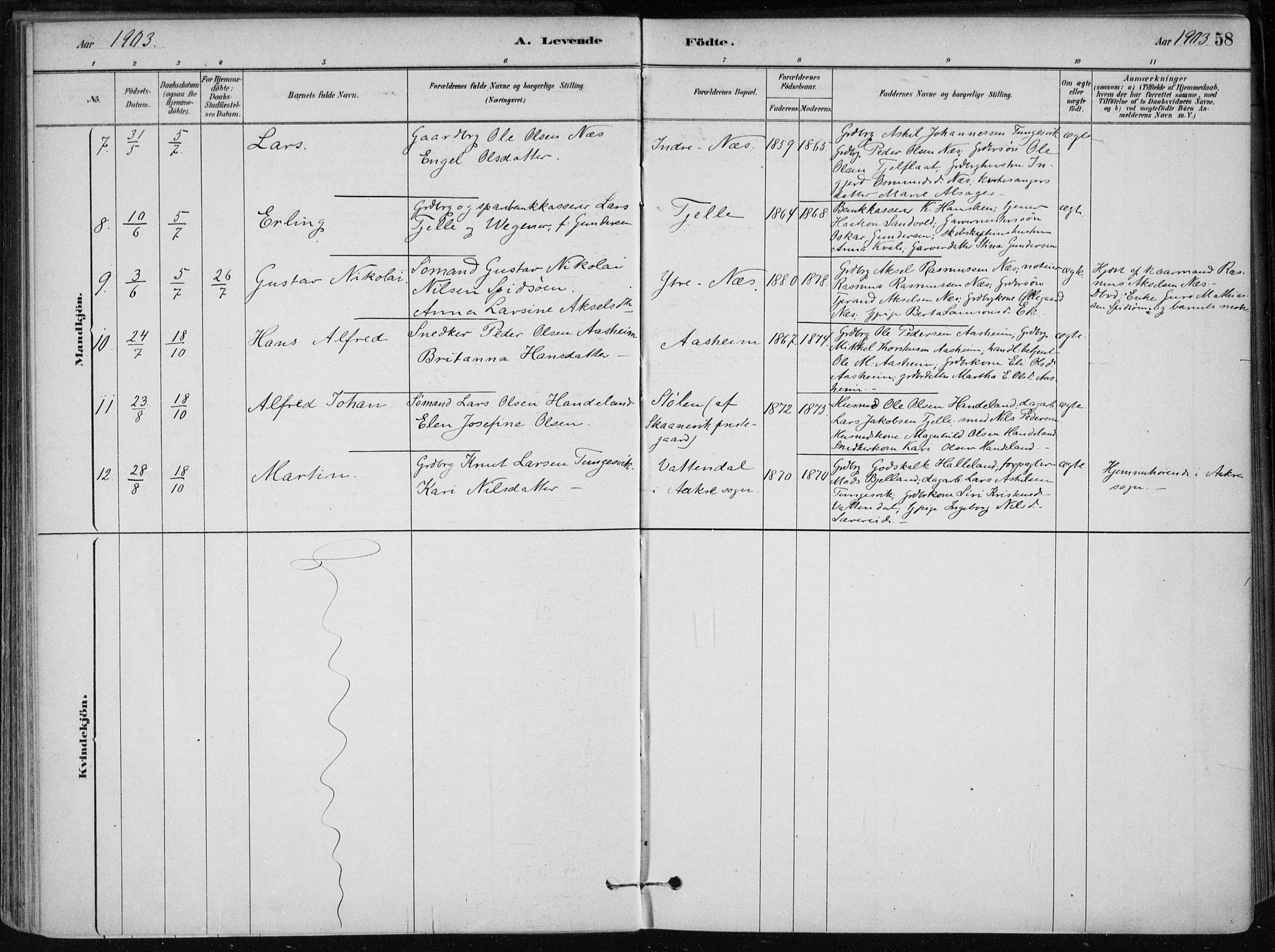 Skånevik sokneprestembete, AV/SAB-A-77801/H/Haa: Parish register (official) no. B 1, 1879-1914, p. 58