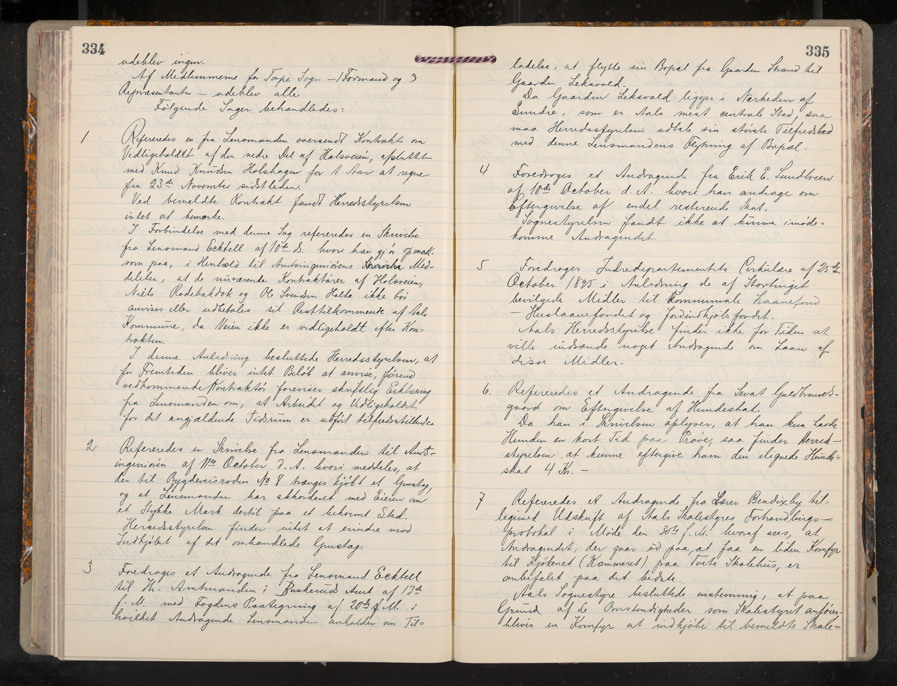 Ål formannskap og sentraladministrasjon, IKAK/0619021/A/Aa/L0004: Utskrift av møtebok, 1881-1901, p. 334-335