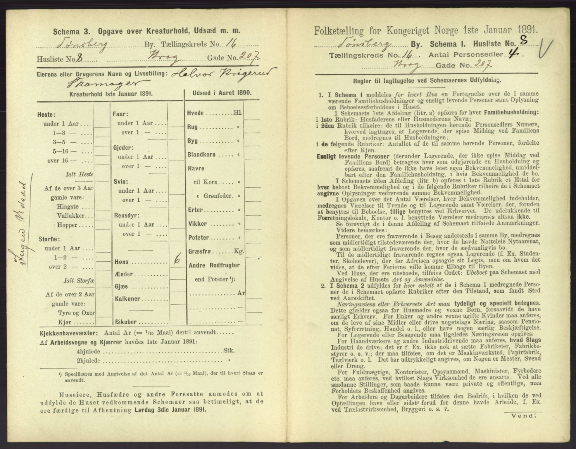 RA, 1891 census for 0705 Tønsberg, 1891, p. 588