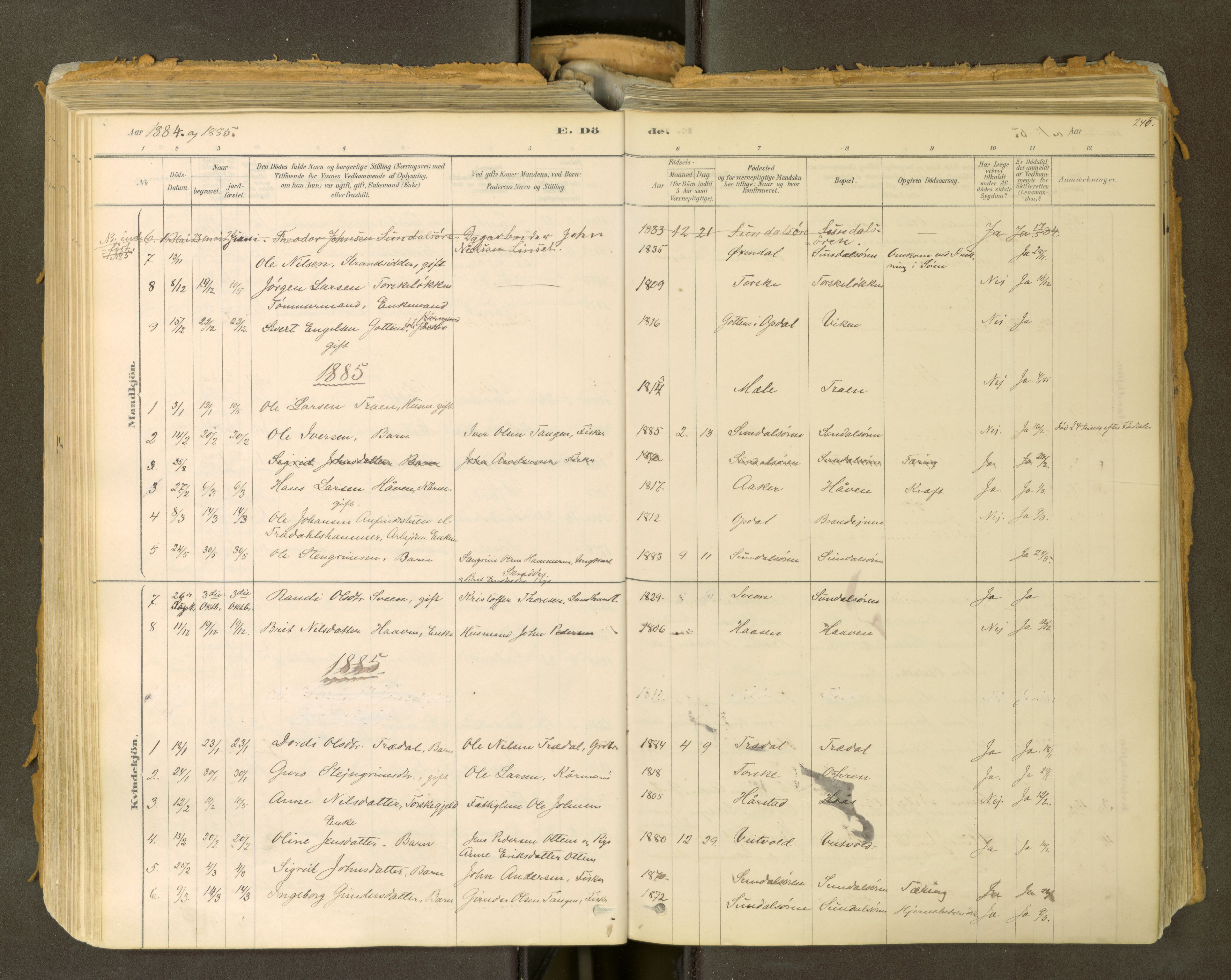Sunndal sokneprestkontor, AV/SAT-A-1085/1/I/I1/I1a: Parish register (official) no. 2, 1877-1914, p. 246