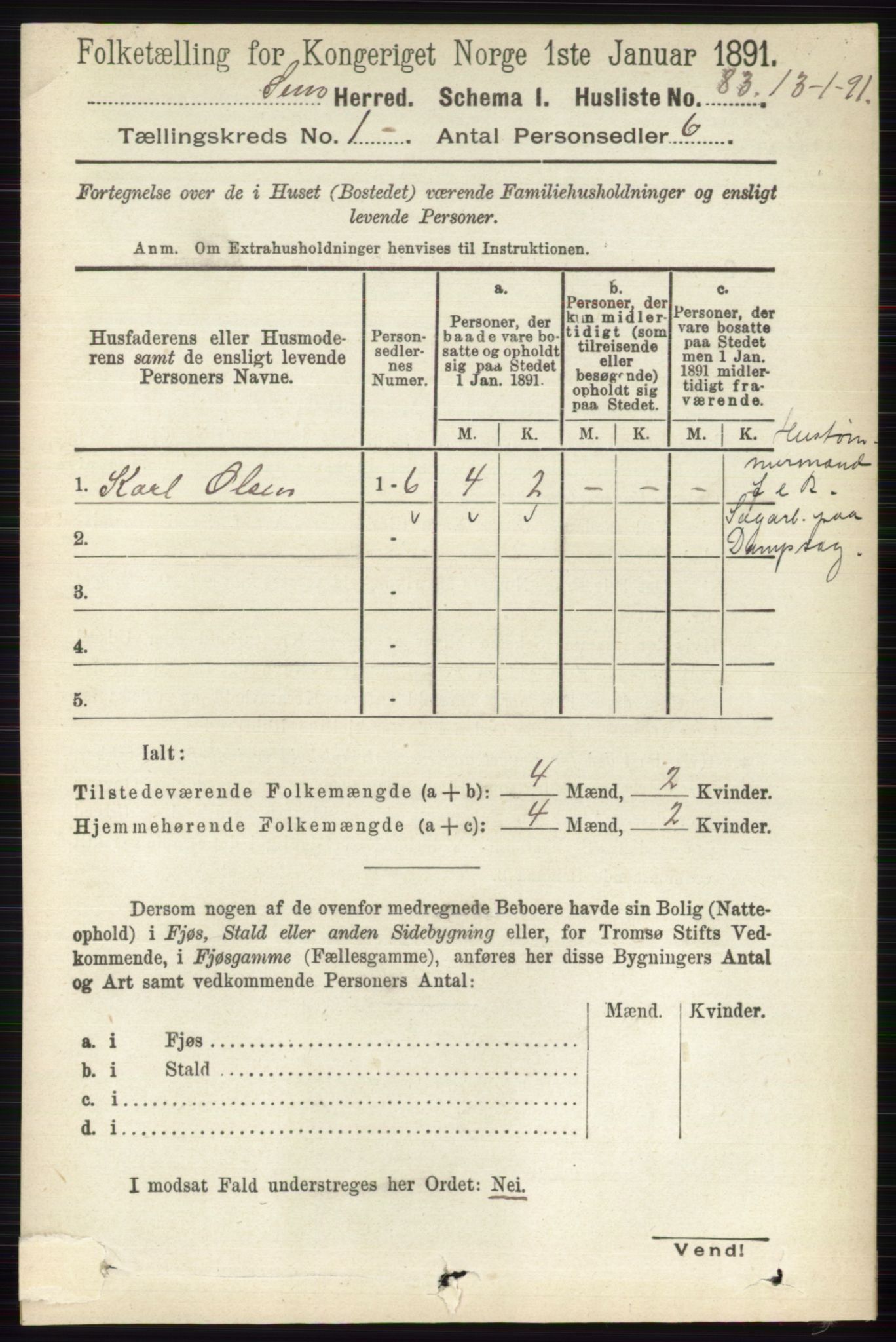 RA, 1891 census for 0721 Sem, 1891, p. 123