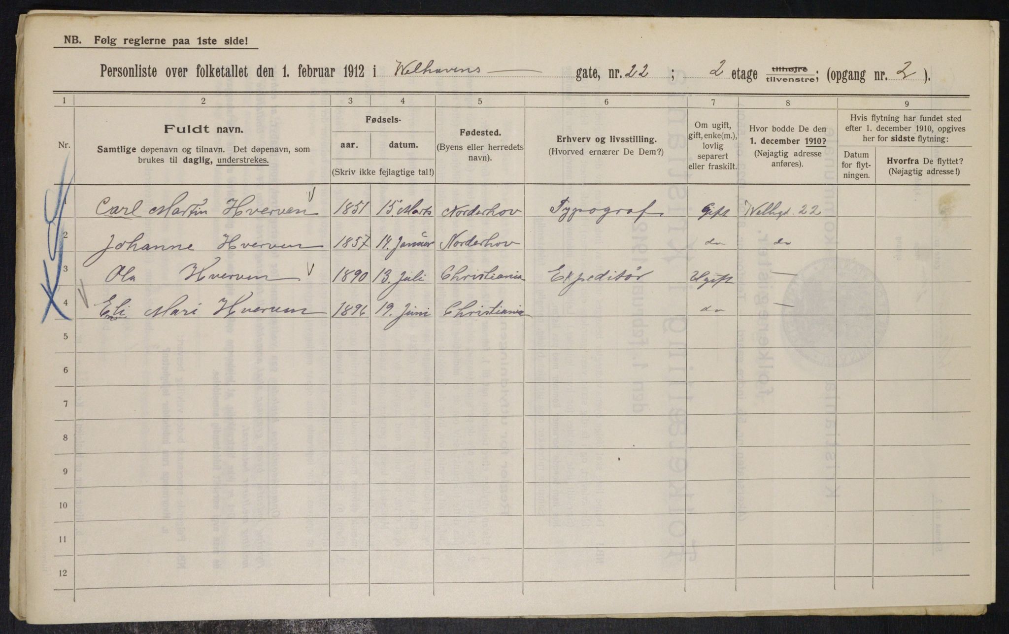 OBA, Municipal Census 1912 for Kristiania, 1912, p. 127697