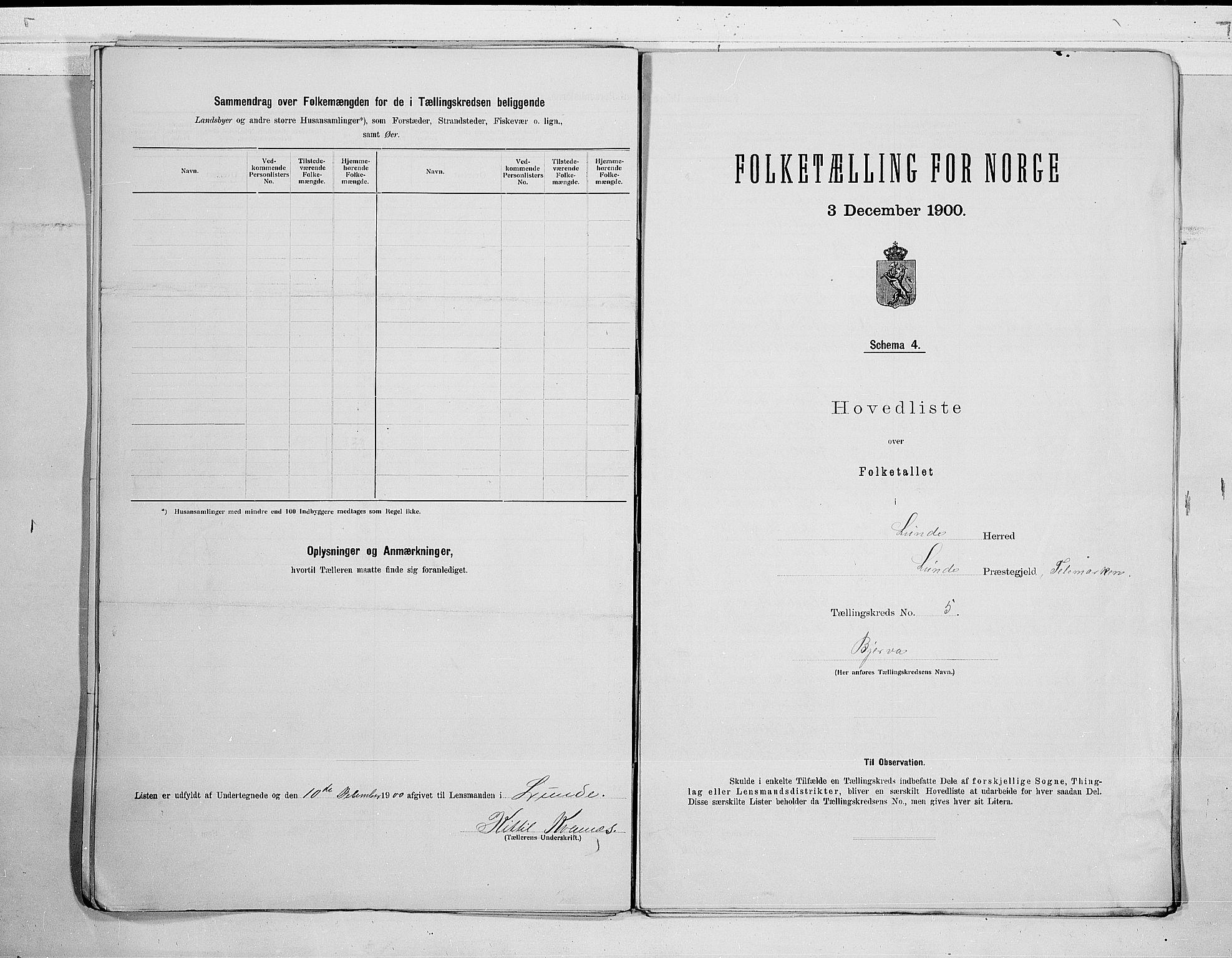 SAKO, 1900 census for Lunde, 1900, p. 12