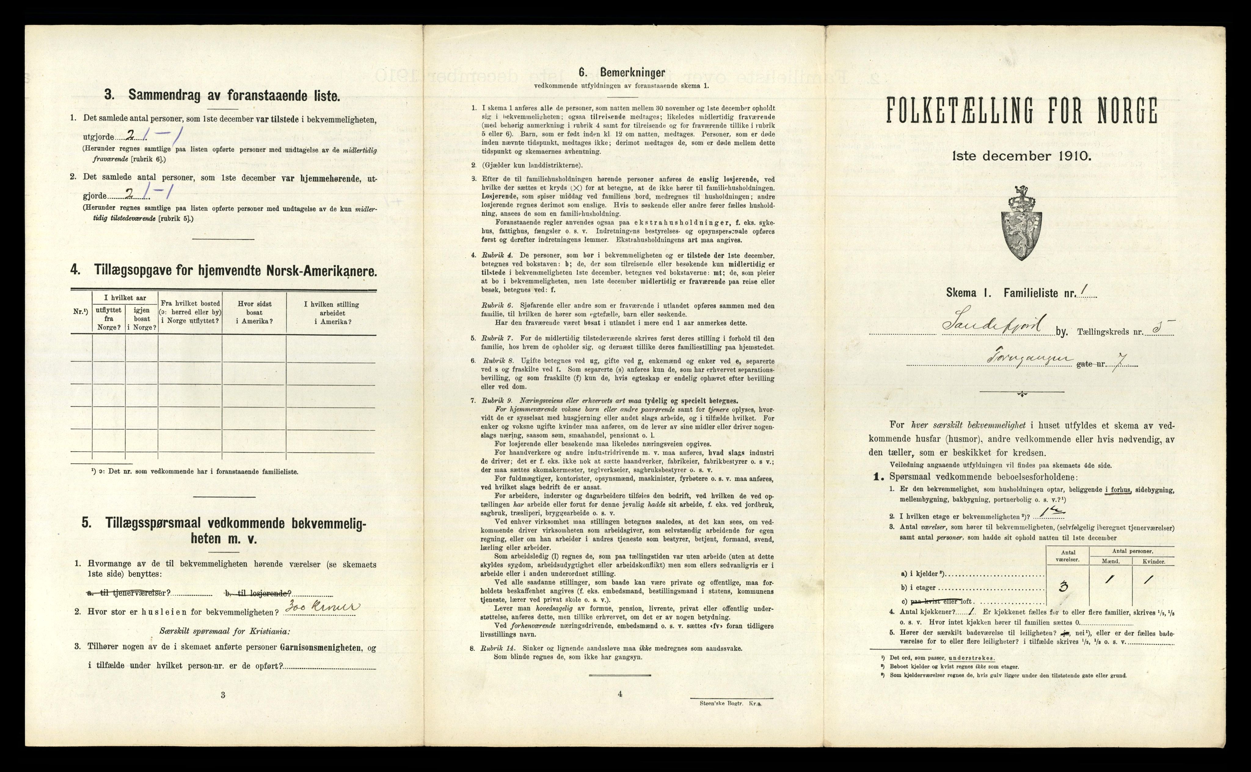 RA, 1910 census for Sandefjord, 1910, p. 1626