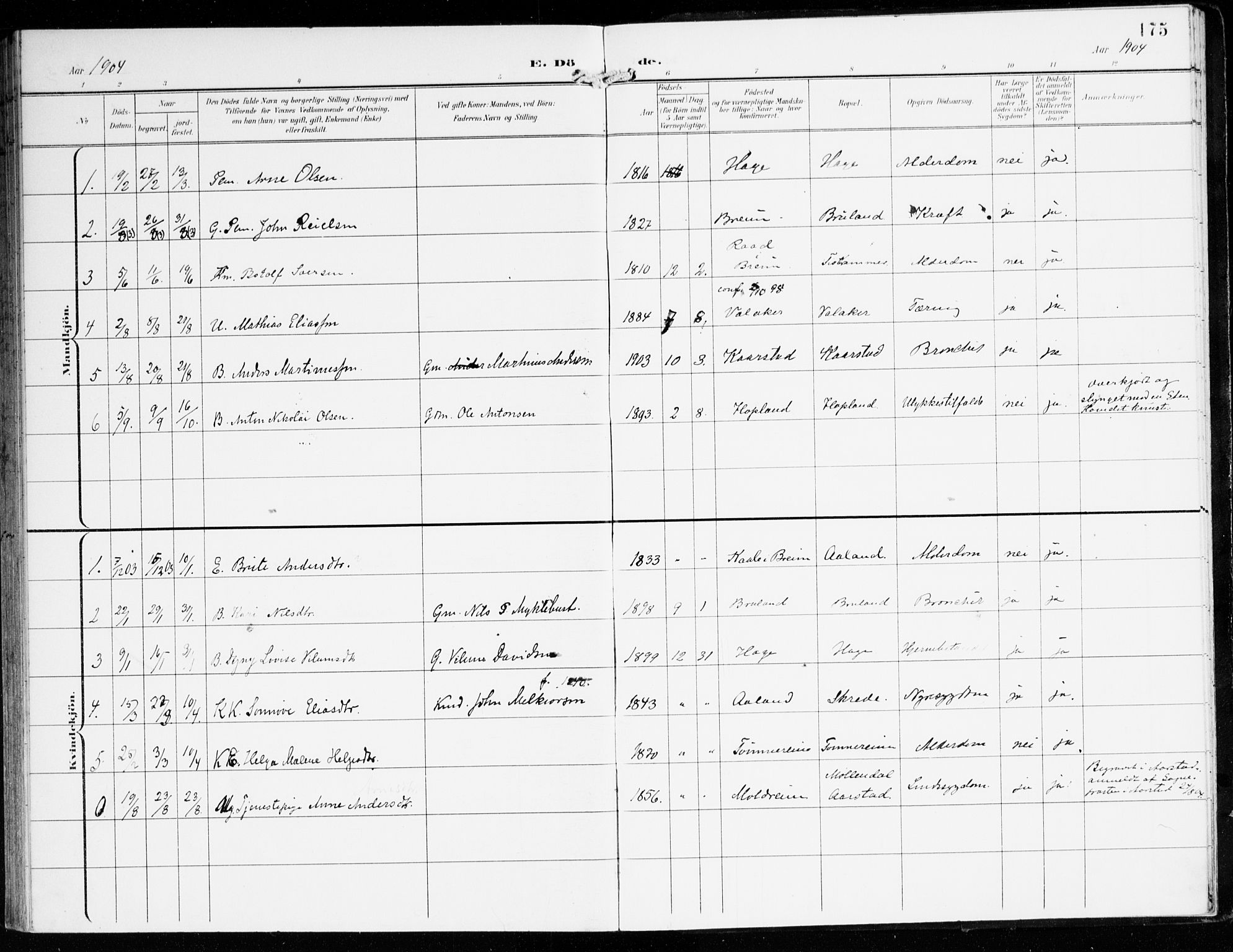 Innvik sokneprestembete, AV/SAB-A-80501: Parish register (official) no. D 2, 1900-1921, p. 175