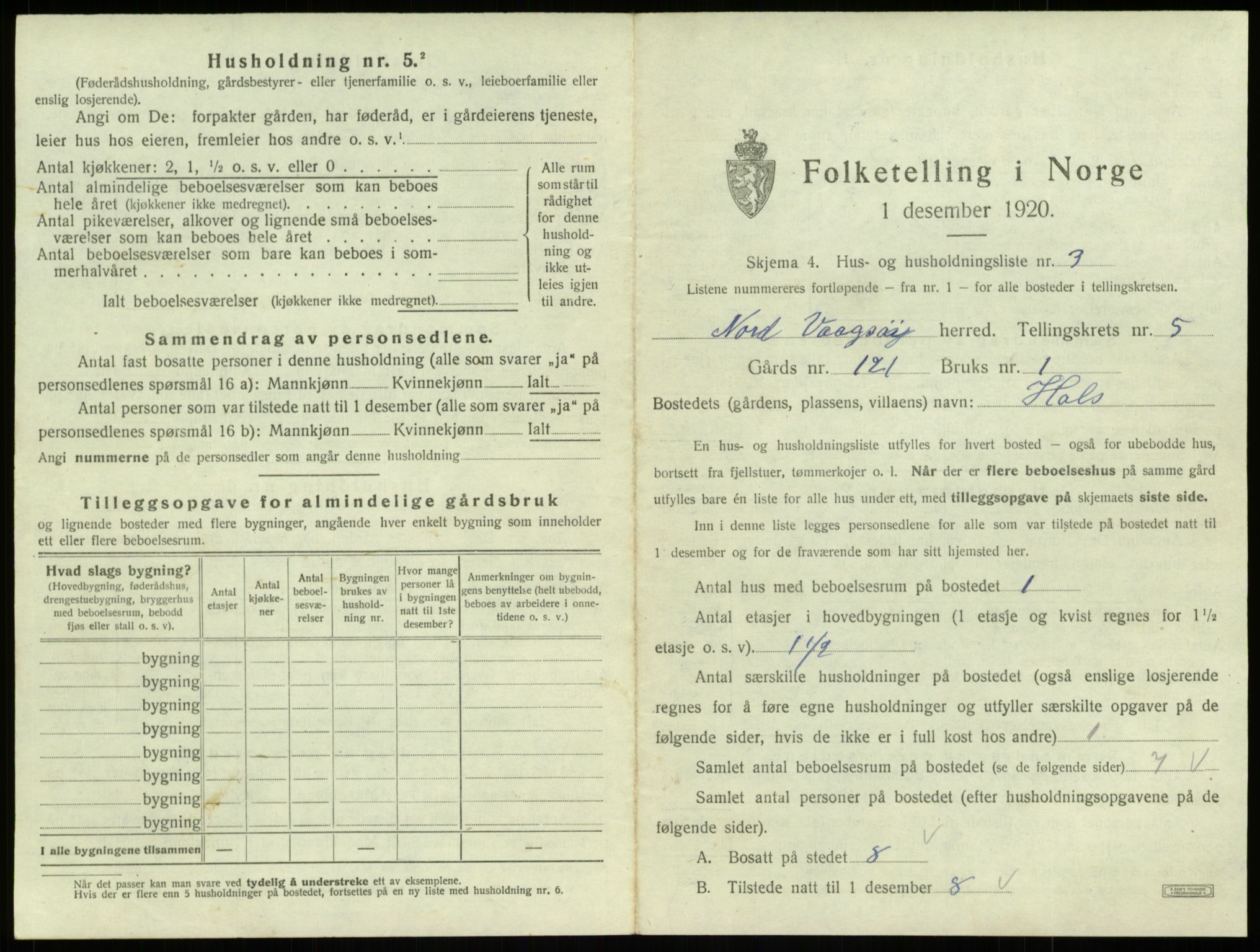 SAB, 1920 census for Nord-Vågsøy, 1920, p. 252