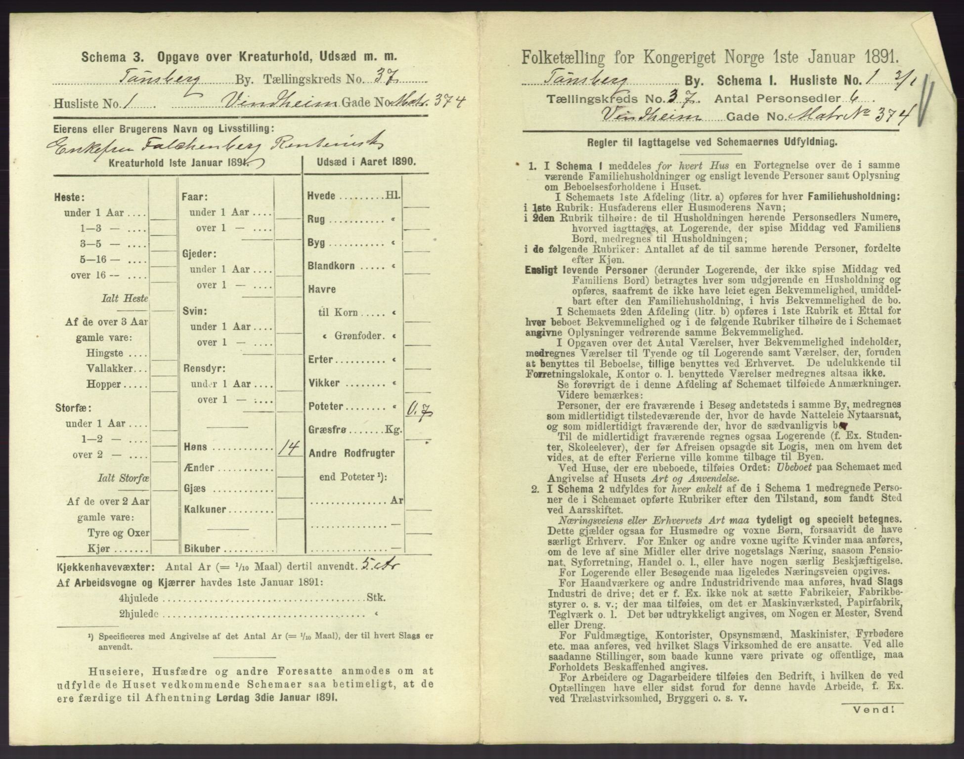 RA, 1891 census for 0705 Tønsberg, 1891, p. 1048